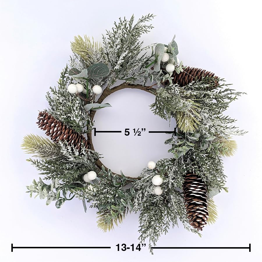 Rustic Farmhouse Small Wreath with Frame - Seasonal Home Wall Decor for Living Room, Entryway & Kitchen - Perfect for Christmas, Winter Holiday & Year-Round Home Decoration by Foundations Decor
