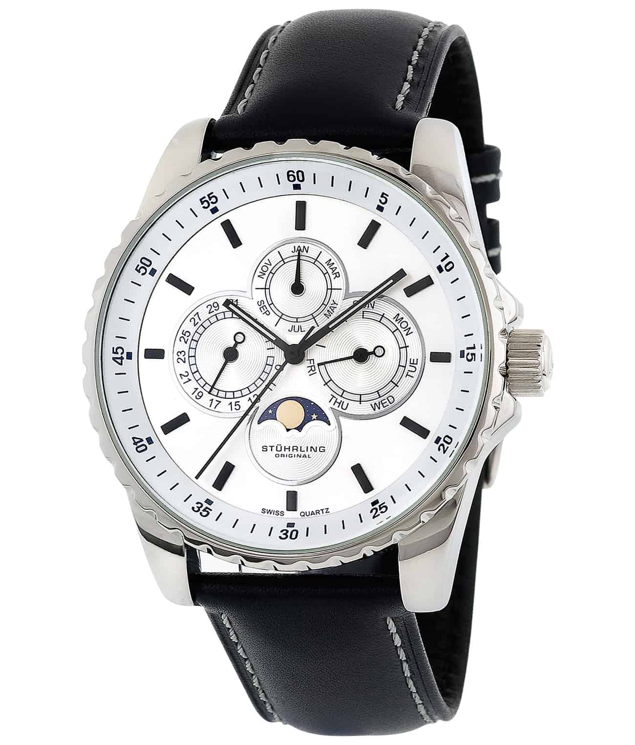 Black Dial / Silver Case / Black Leather Strap Tang Buckle