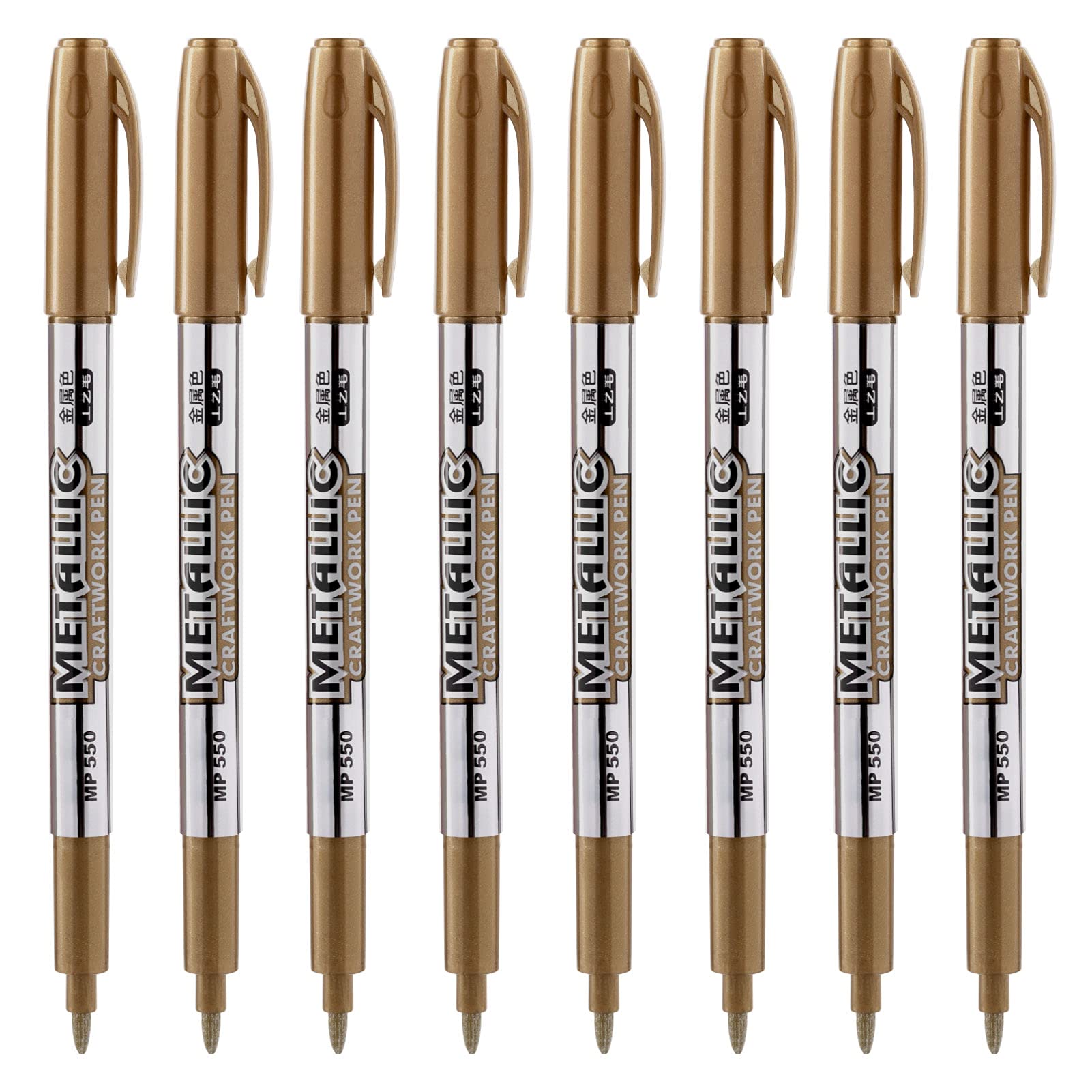 Xiang Qilin Metallic Marker Pens Set of 8 (Gold & Silver) - Permanent Art Markers for Illustration, Calligraphy, DIY Scrapbooking, Photo Albums & Metallic Painting - 5.51 x 0.39 Inch Artist Markers - Perfect for Gift Wrapping, Card Making & Home Decor Projects