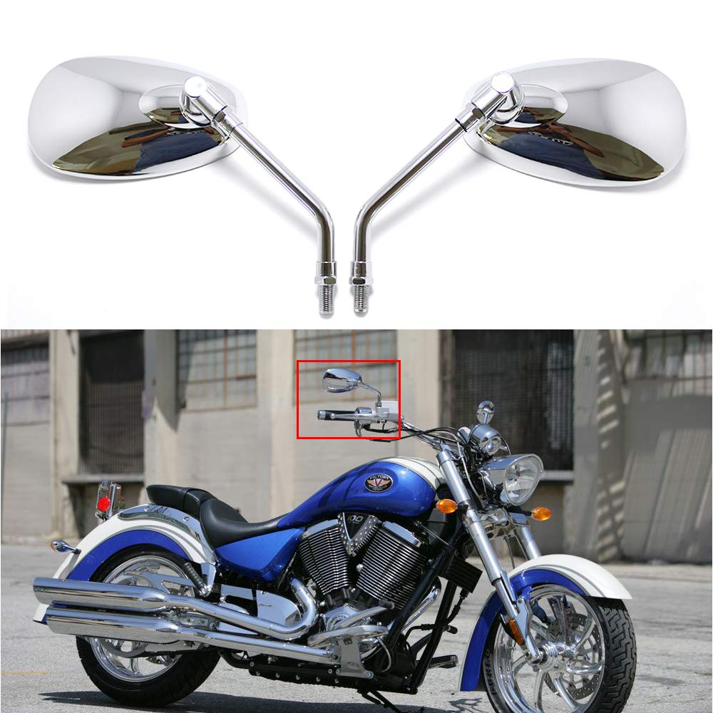 DREAMIZER Chrome Motorcycle Handlebar Mirrors - Universal Side Rearview Mirrors for Scooter, Street Bike, Cruiser, Chopper, Sport Bike & ATV - Enhance Safety & Style on Urban Commutes & Off-Road Adventures