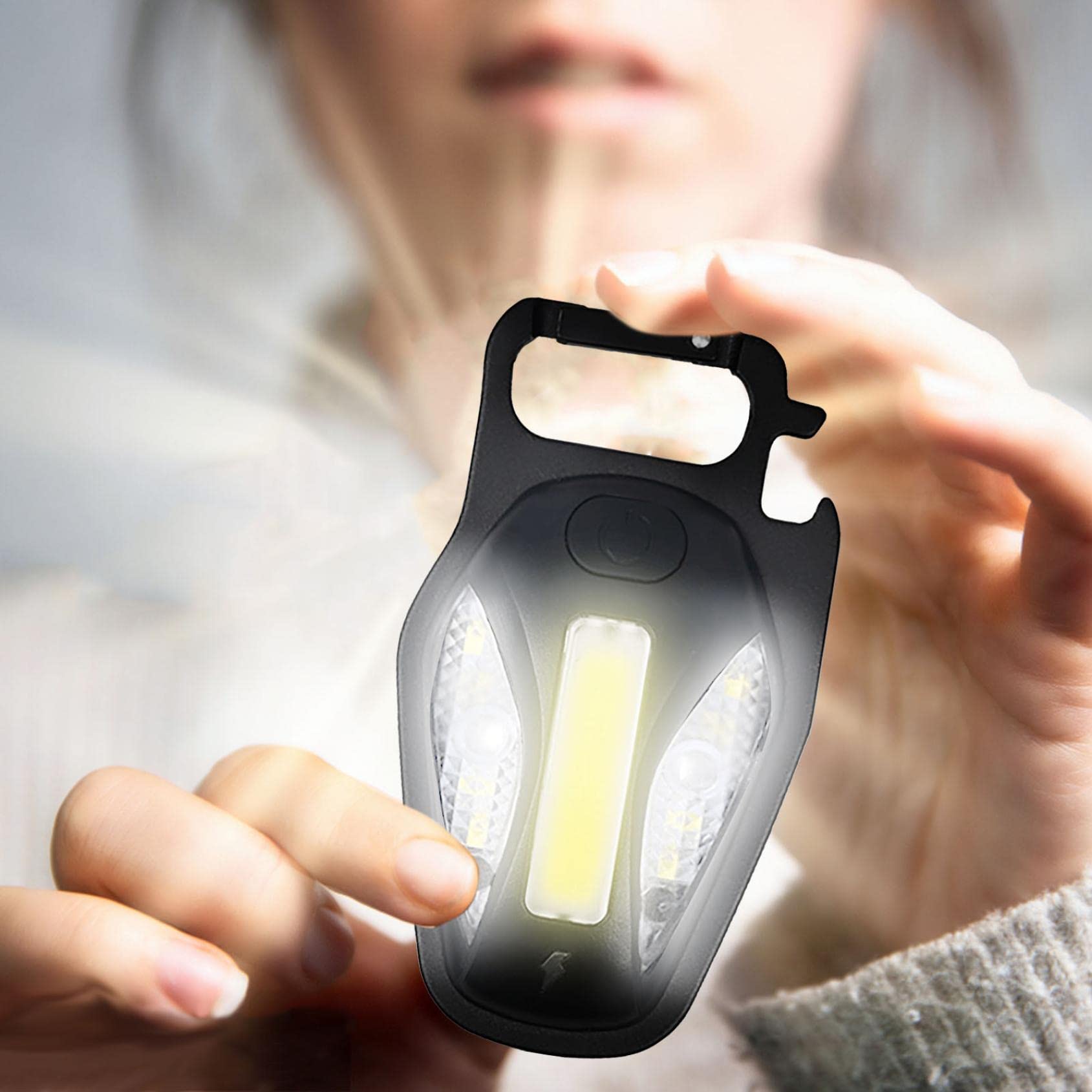 Rechargeable Mini Flashlight Keychain - 4 Light Modes, Portable COB Work Light for Outdoor Camping, Fishing, Hiking & Emergency Use | Compact Pocket Light with USB Charging for Everyday Carry & Night Activities