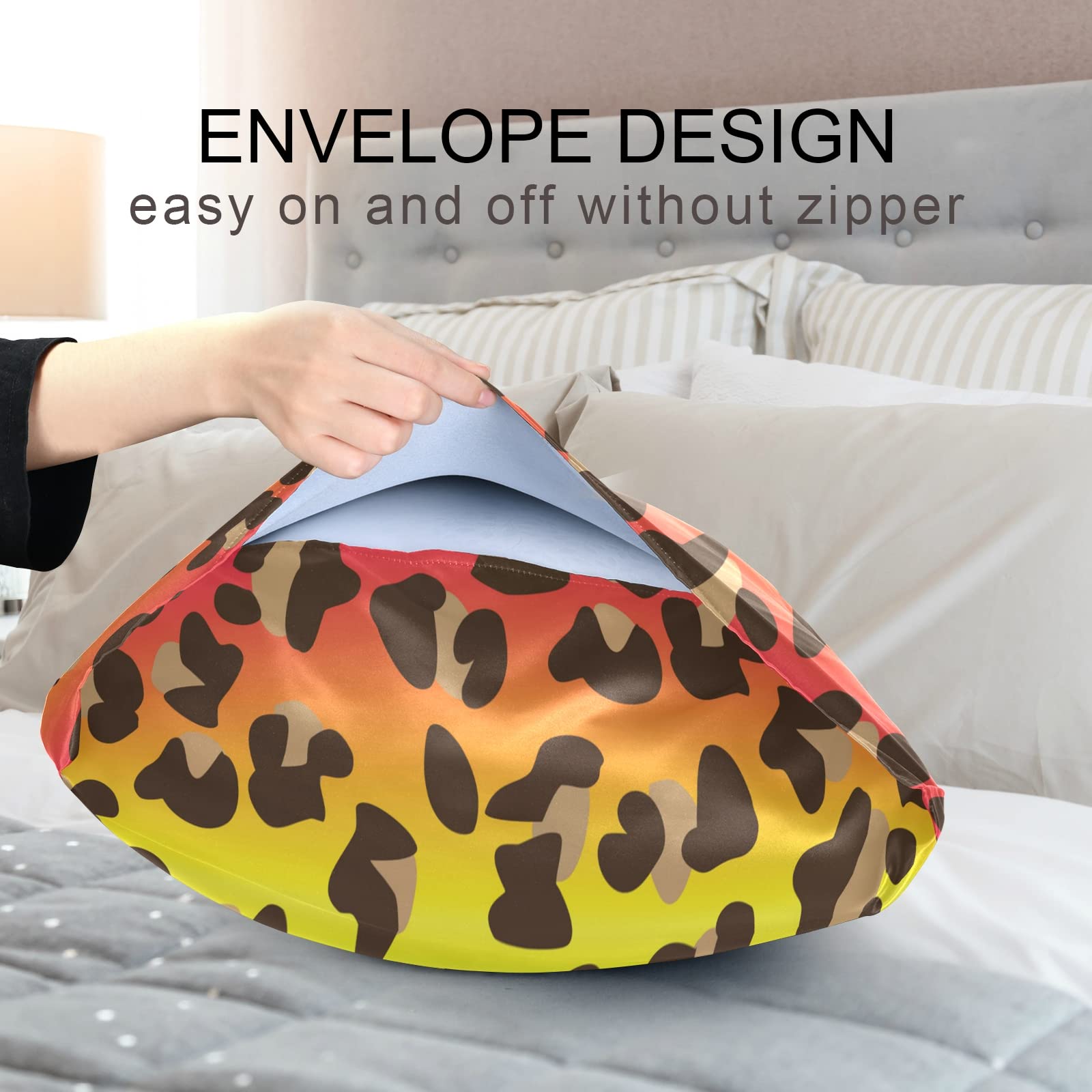 ALAZA Satin Pillowcase for Hair and Skin Care - Retro Rainbow Leopard Print Soft Pillow Cover - Standard Size 26x20 Inches - Perfect for Bedroom Decor & Gift Giving
