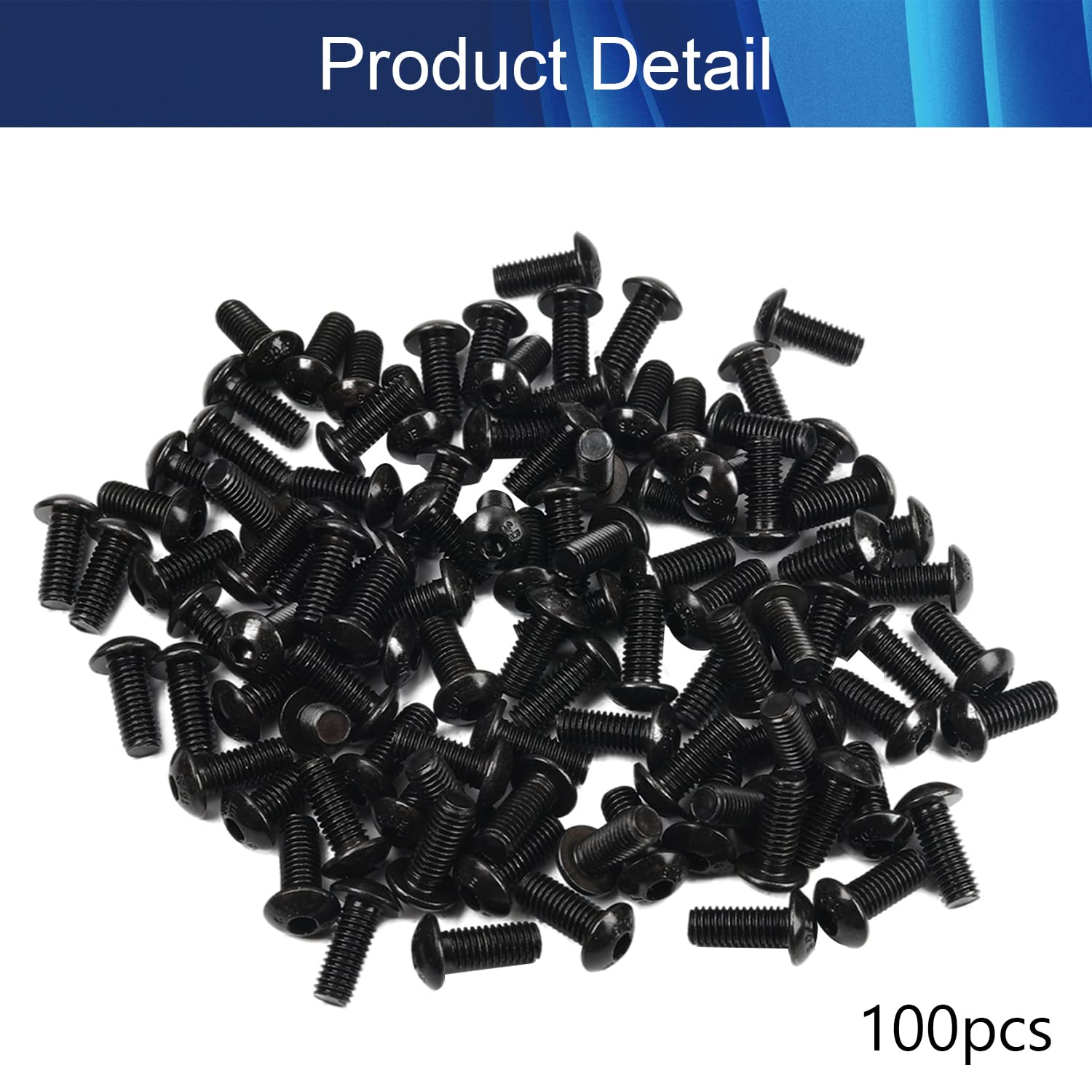 100Pcs M5x12mm Hex Socket Head Machine Screws - Black Carbon Steel Fasteners for Furniture Assembly