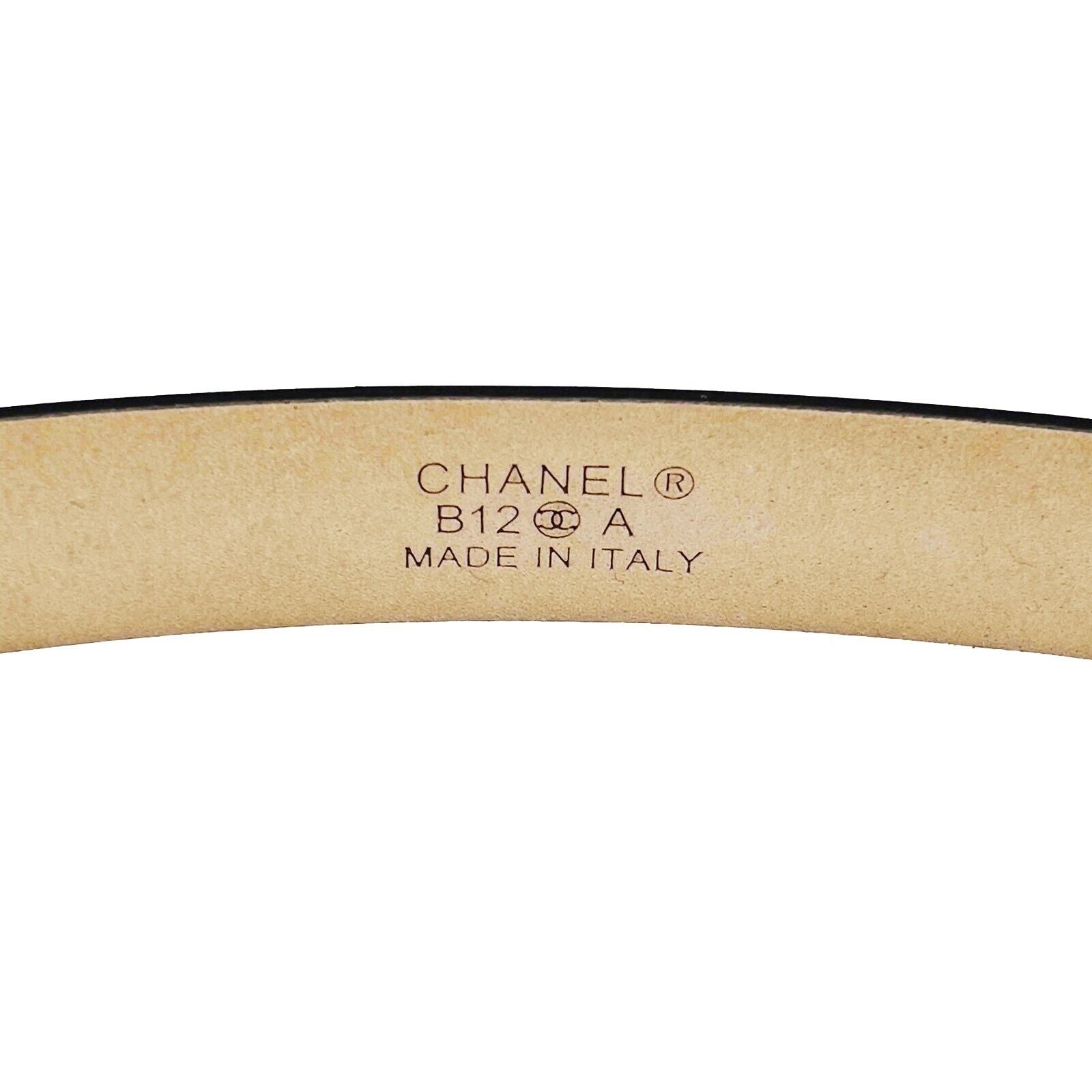 CHANEL B12 Slim Black Belt with No.5 Perfume Bottle Buckle - 75/30 Size | Luxury Fashion Accessory for Women, Perfect for Parties & Special Occasions