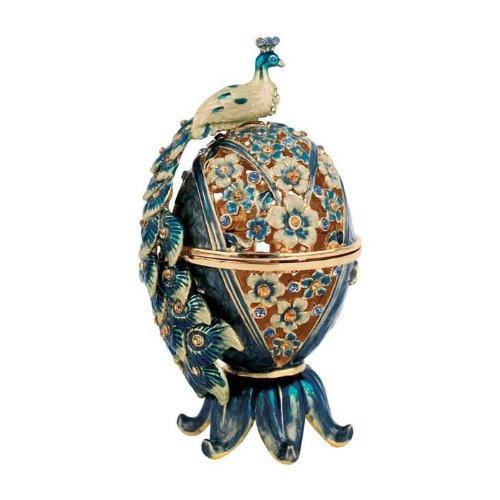 Exquisite Blue & Amber Jeweled Spice Box with Floral & Peacock Design - Perfect for Indian Cooking, Home Decor & Wedding Gift