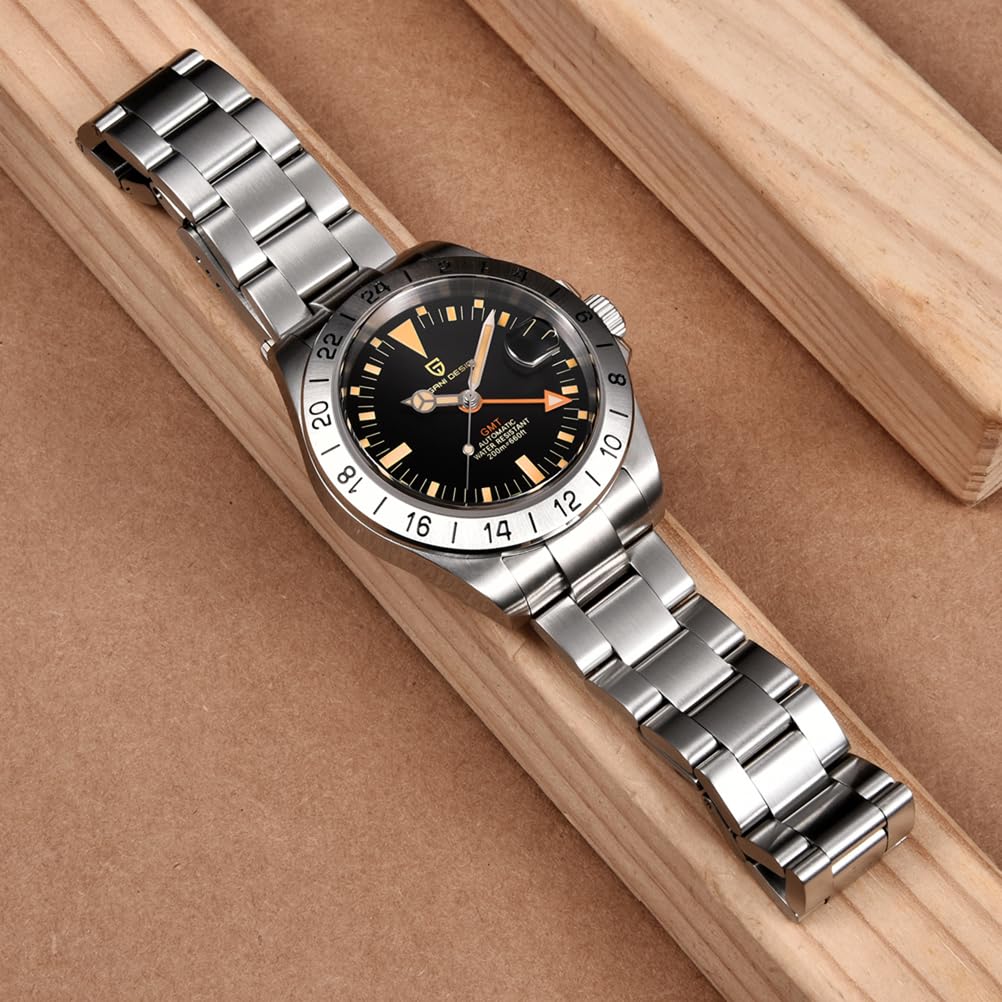 Pagani Design Men's GMT Automatic Self-Winding Mechanical Watch - Sapphire Crystal, Waterproof, Luminous - Perfect for Business, Travel & Outdoor Adventures