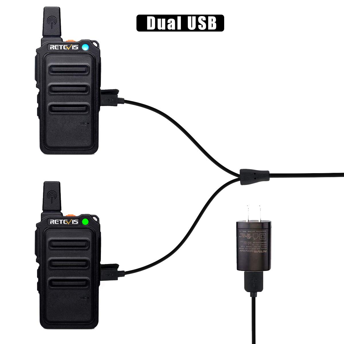 Retevis RT19 20 Pack Walkie-Talkies - Portable FRS Two Way Radios with USB Rechargeable Battery & Metal Clip - Compact Mini Design for Adults - Ideal for School, Church, Healthcare & Outdoor Activities