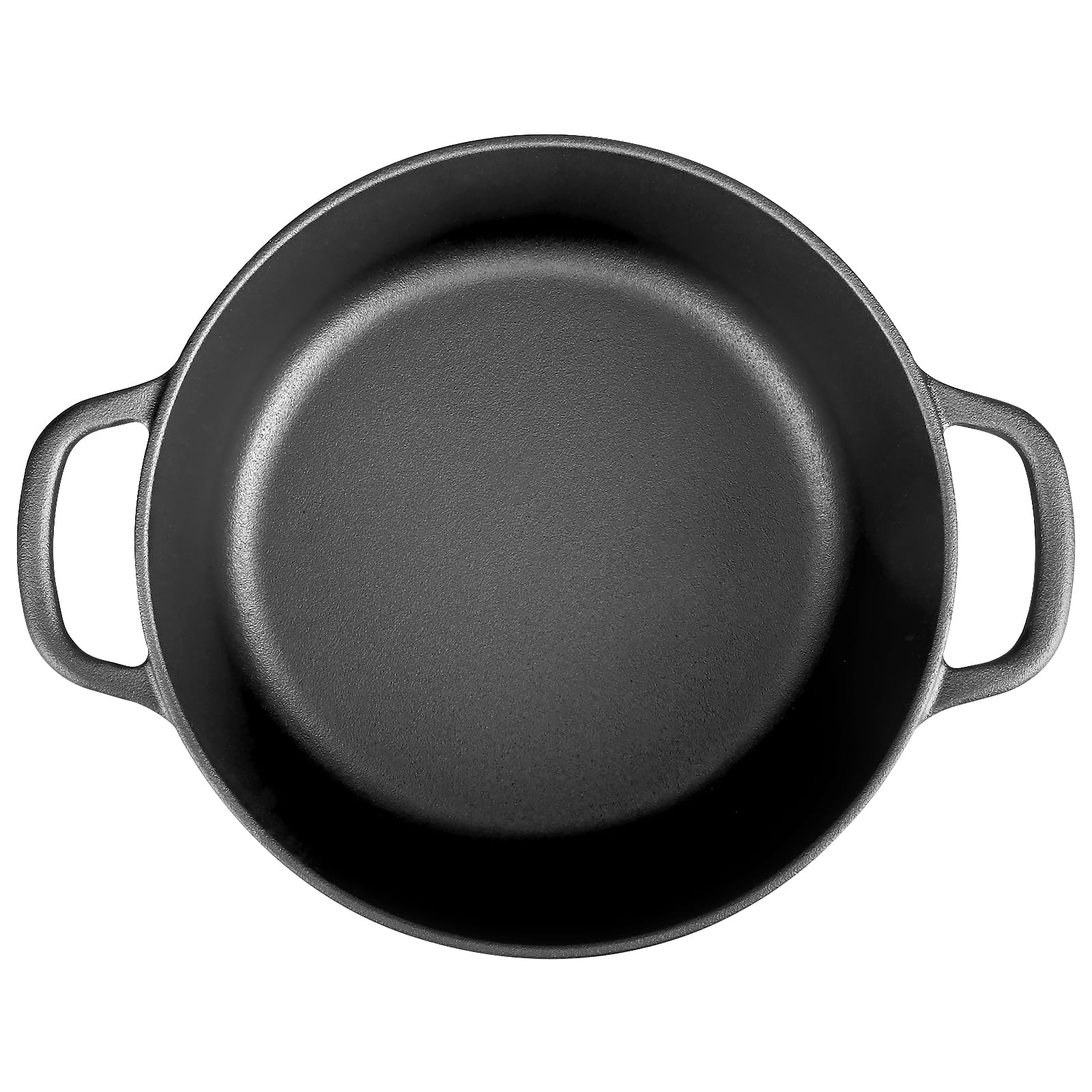 Pre-Seasoned Cast Iron Dutch Oven with Lid - 5 Quart Round Enameled Pot for Sourdough Bread Baking, Camping & Outdoor Cooking - Dual Handles, Black