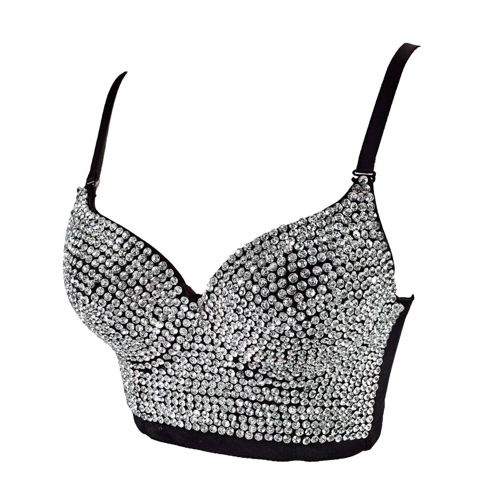 Sexy Women's Mesh Bustier Crop Top with Rhinestone & Push Up - Clubwear, Party Outfit, Corset Vest for Nightlife & Special Occasions