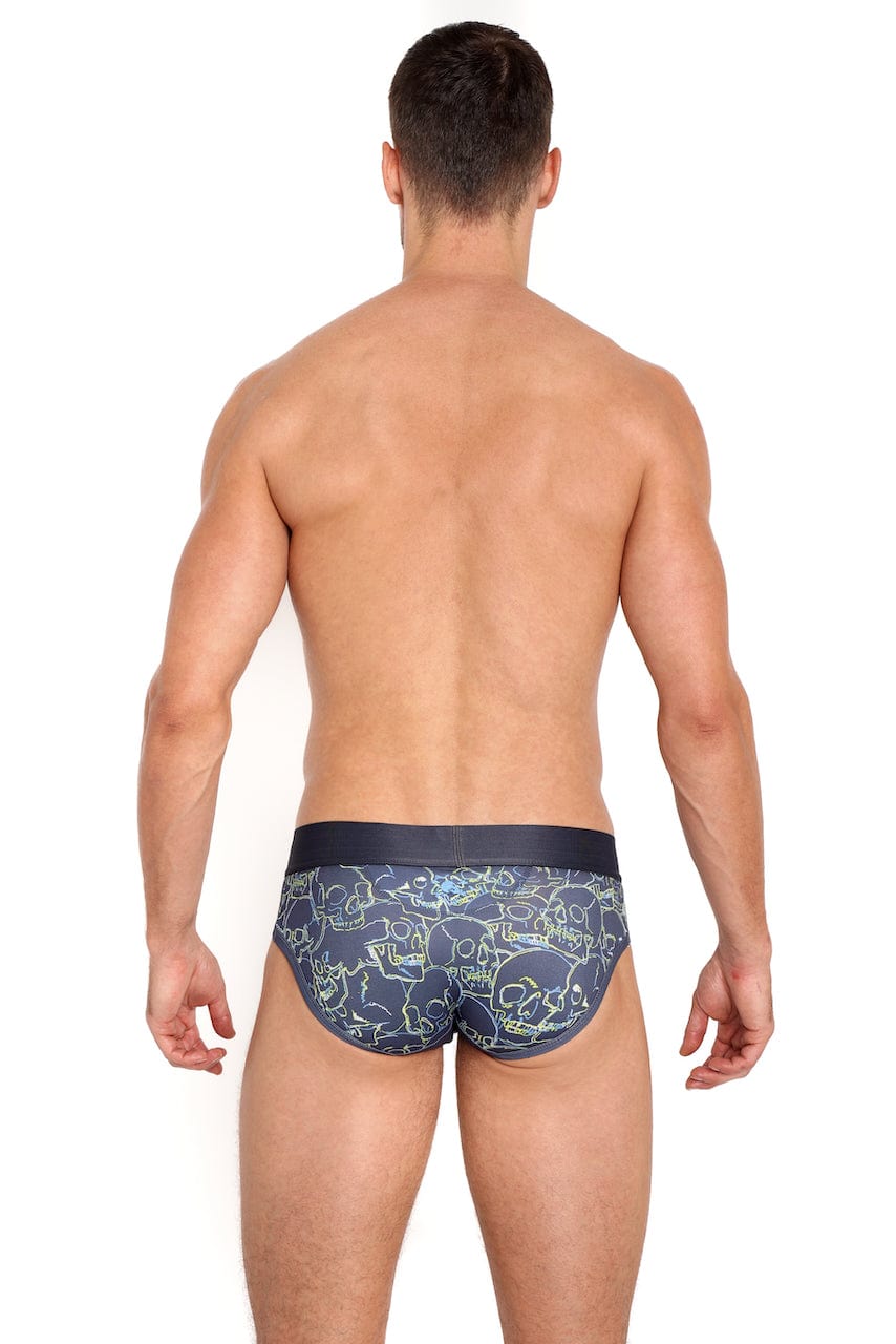 Outline Tossed Skulls Briefs - Trendy Men's Underwear with Edgy Skull Print | Perfect for Casual Wear, Halloween Costumes & Rocker Style Outfits