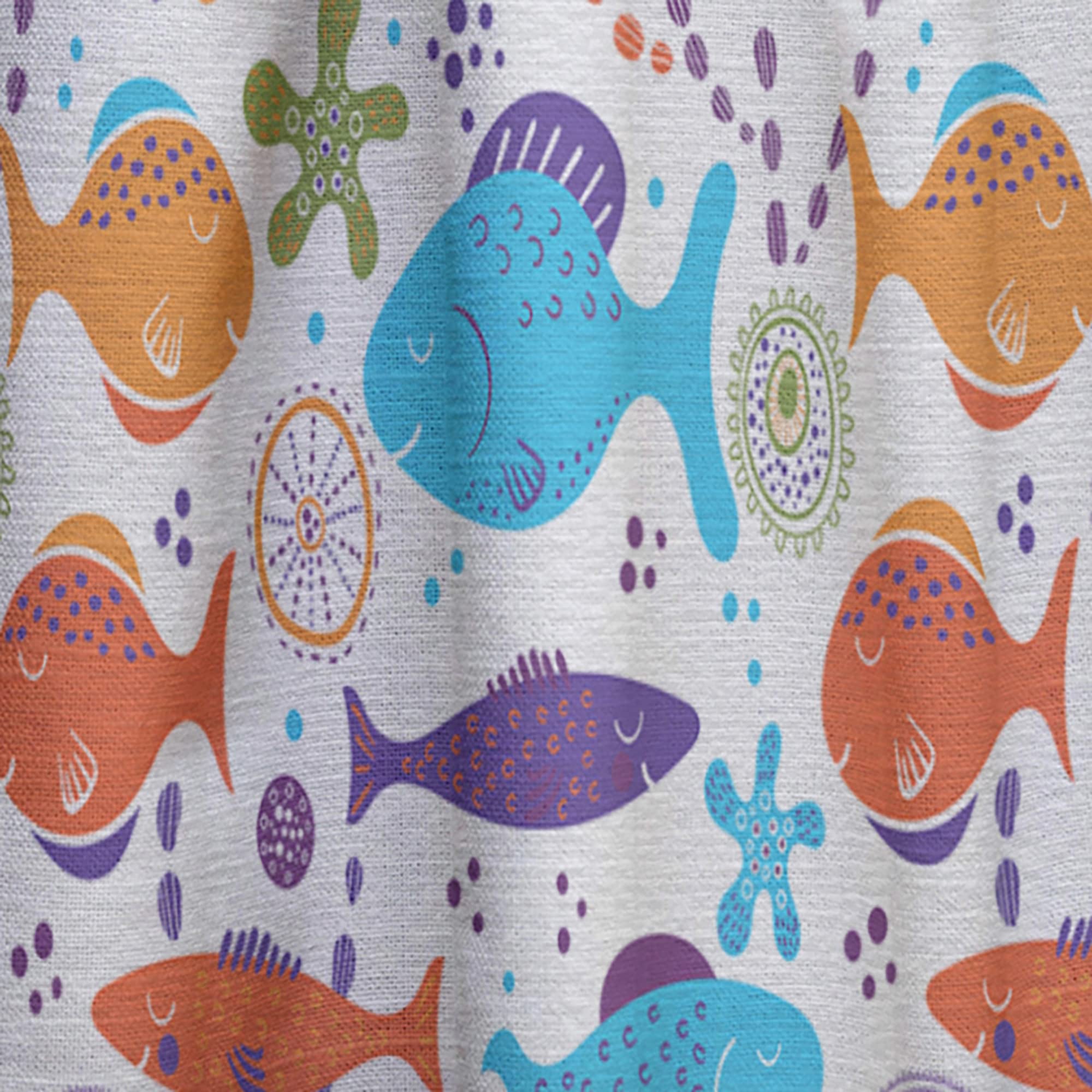DesignQ Fish Pattern Thermal Insulated Curtains - Single Panel 52x120 Inches - Blackout Drapes for Bedroom & Living Room - Perfect for Home Decor, Privacy & Light Control