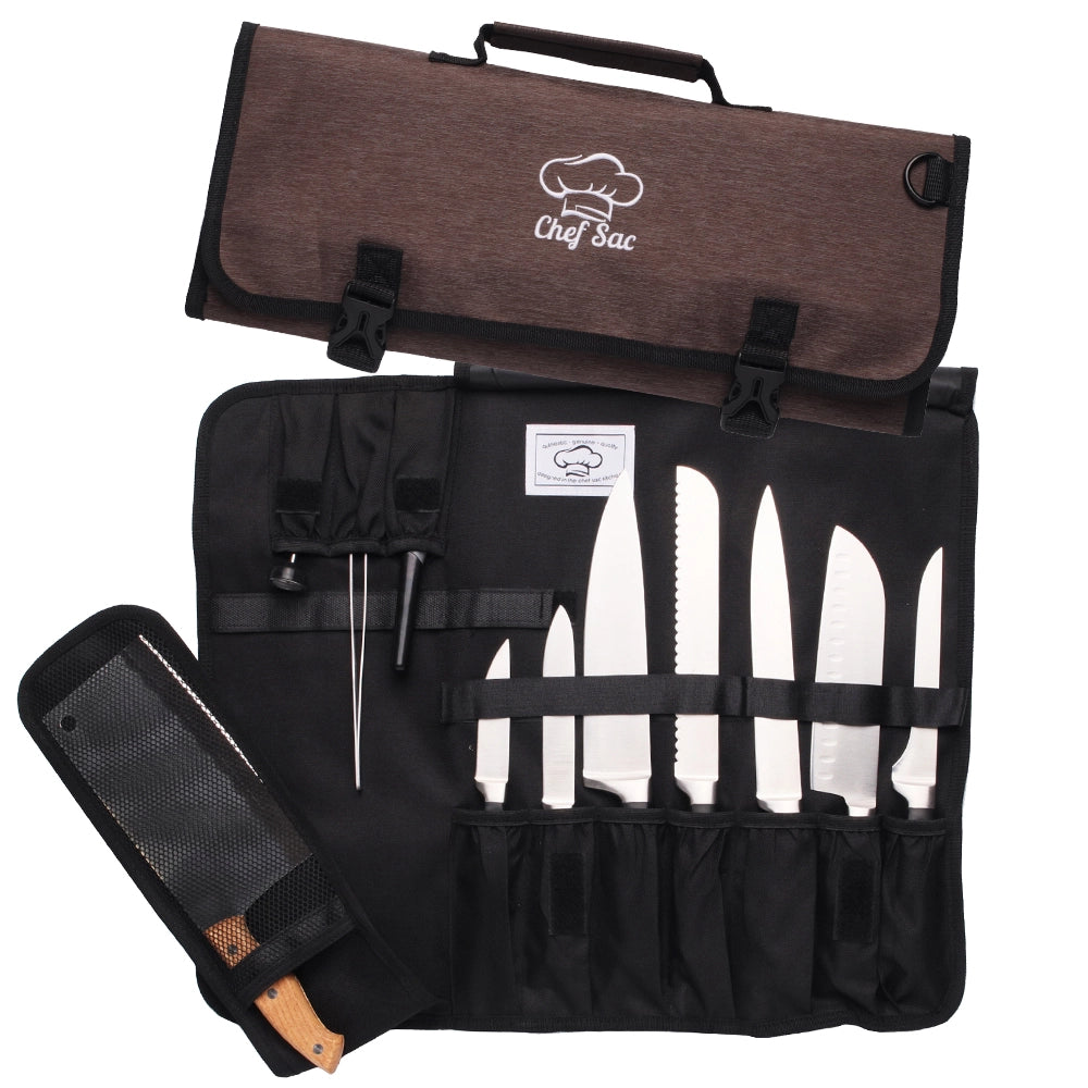 Professional Chef Knife Roll Bag with 8+ Slots - Perfect for Kitchen, Culinary School & Travel - Durable Knife Storage & Organizer for Chefs & Home Cooks