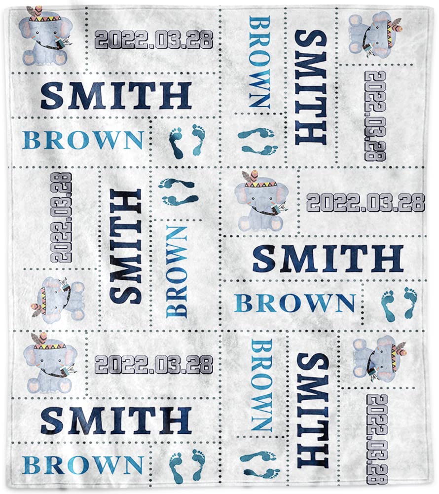 Custom Personalized Baby Blankets with Names - Embroidered Initial Swaddle Blankets for Newborns & Toddlers | Perfect Baby Shower Gift, Christmas Present for Boys & Girls | Nursery Essentials, Photo Prop, Travel Blanket
