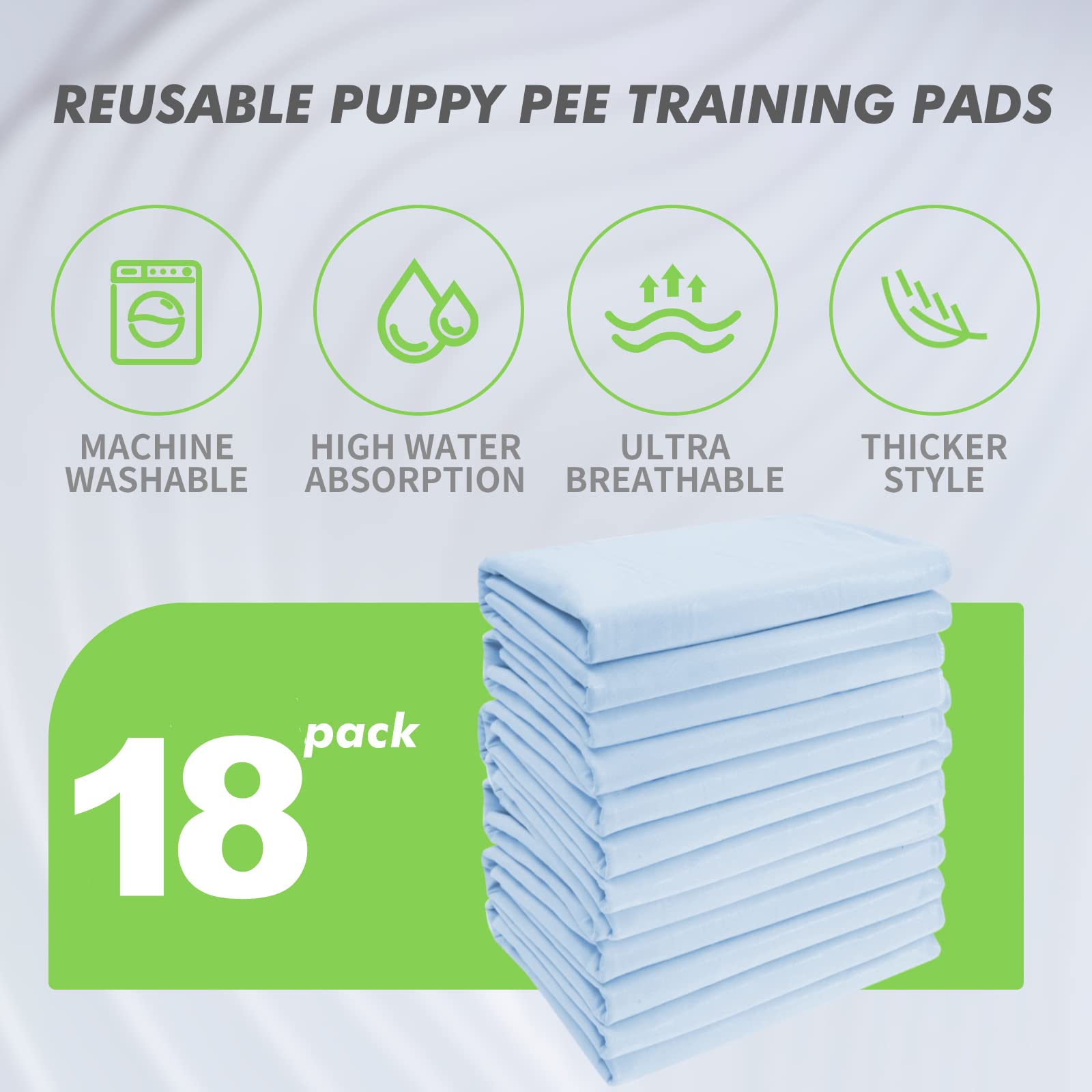 18 Pack Washable Reusable Waterproof Underpads for Pets & Adults - 30