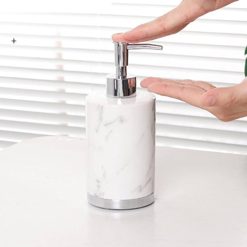 Marble Patterned Ceramic Bathroom Set - 5 Toothbrushes & 2 Mouthwash Cups | Modern Bathroom Decor for Home, Hotel & Spa | Perfect for Family & Guest Use