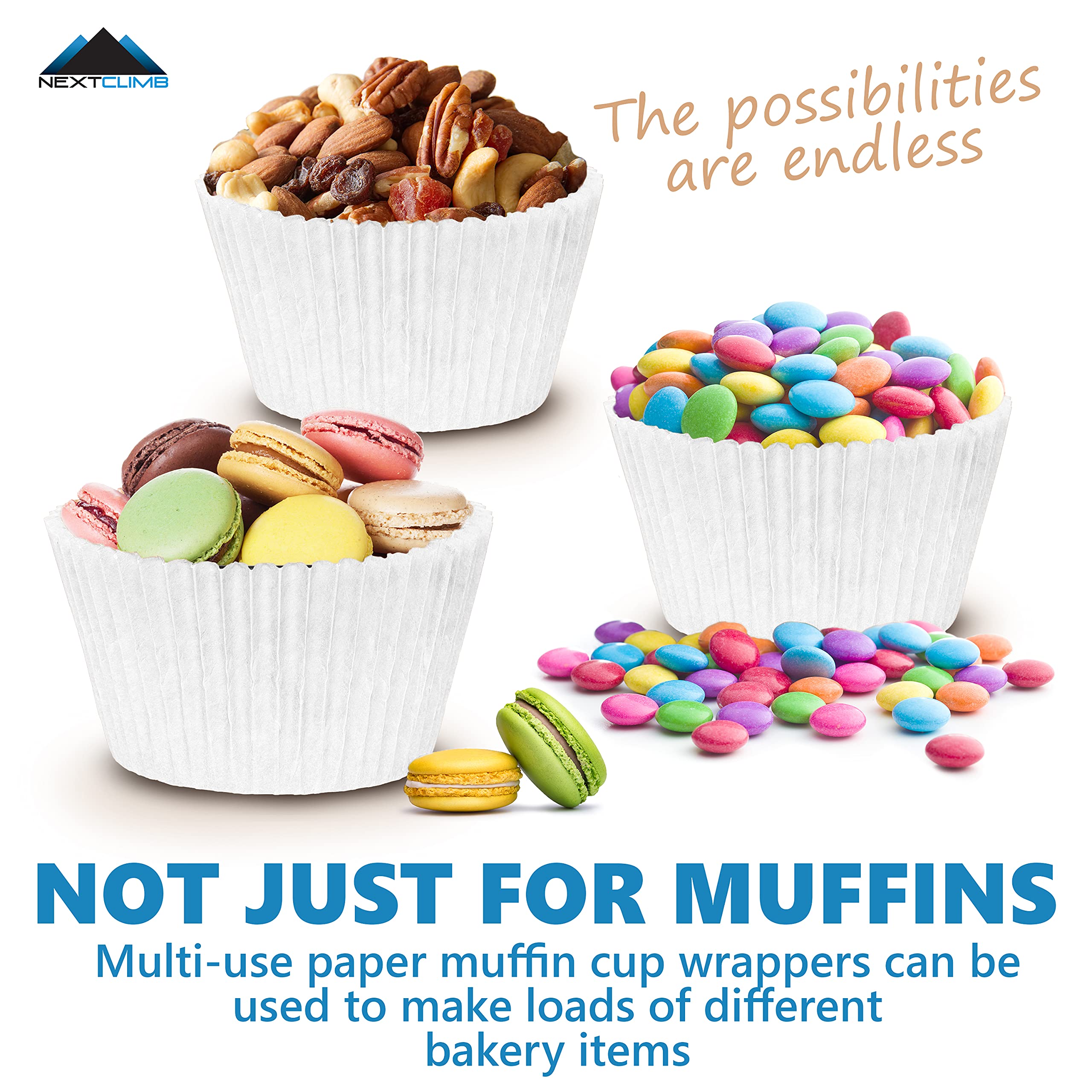 200pcs Extra Large White Muffin Liners - Thick Jumbo Parchment Paper Cupcake Wrappers, Greaseproof Baking Cups for Muffins, Cupcakes & Pastries - Perfect for Home Baking, Party Treats & Holiday Desserts