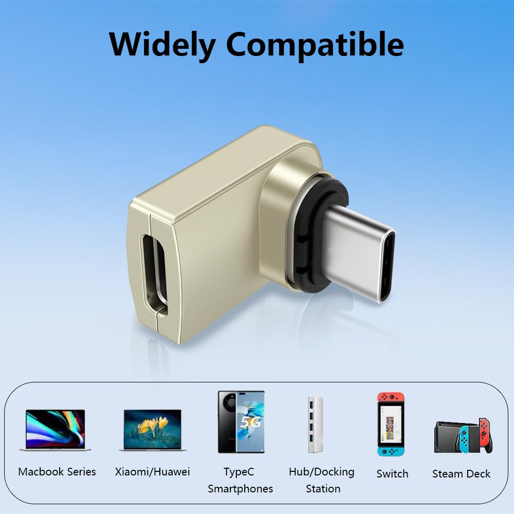 SHEEAST 2-Pack 90 Degree USB C Magnetic Adapter - 40Gbps USB4 Compatible, 8K@60Hz, 140W Fast Charging for MacBook Pro, iPad, iPhone 15 & USB-C Devices - Perfect for Office, Travel & Home Charging