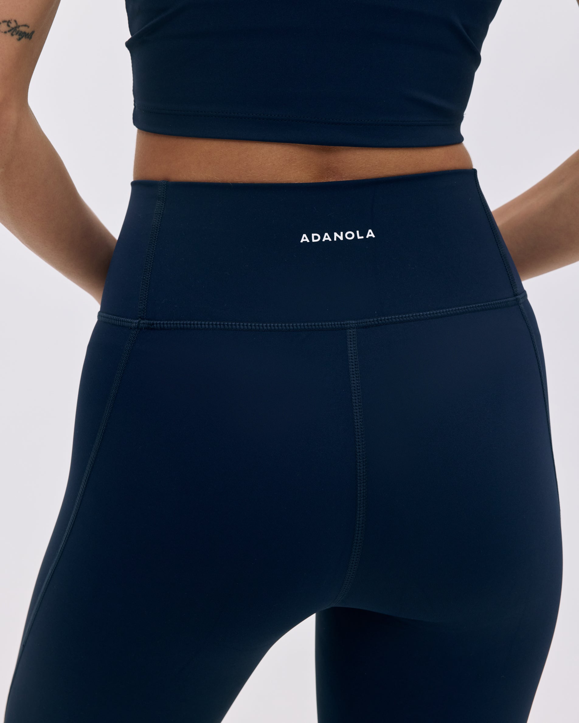High Waist Flared Yoga Pants for Women - Navy Blue Stretchy Workout Leggings - Perfect for Yoga, Pilates & Lounge Wear