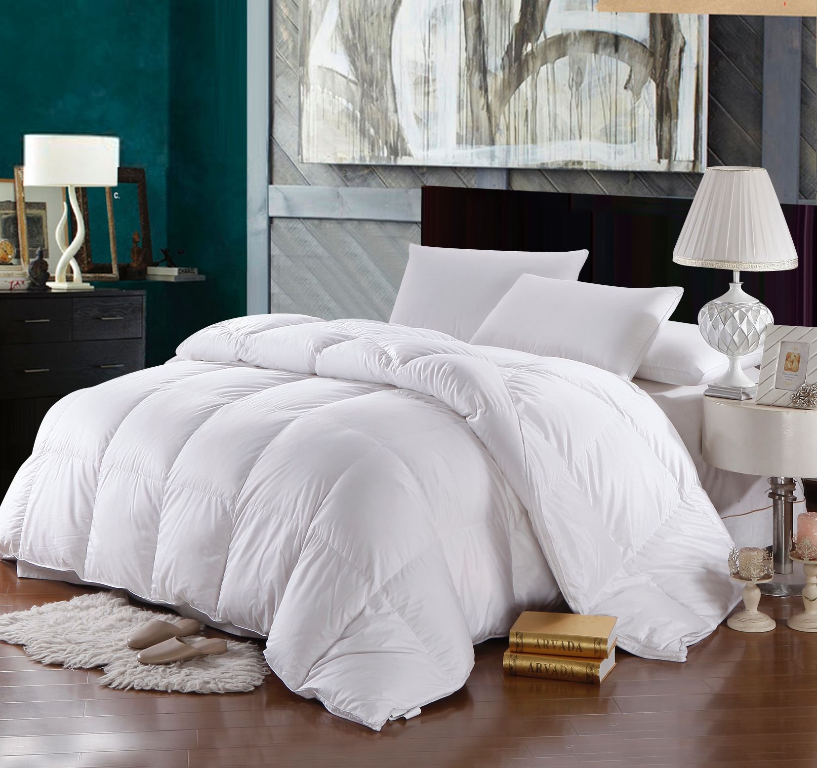 Royal Hotel Bedding Queen Size Down Comforter - 500 Thread Count 100% Cotton White Down Alternative Comforter - 750 Fill Power, 50oz - Luxury Bedding for Hotels, Guest Rooms & Cozy Home Use