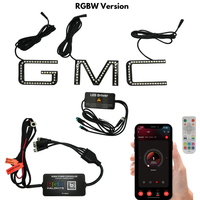 GMC LED Emblem - Multicolor Light Up Badge for Trucks & SUVs (1999-2024 Models) - Perfect for Night Driving & Custom Car Styling
