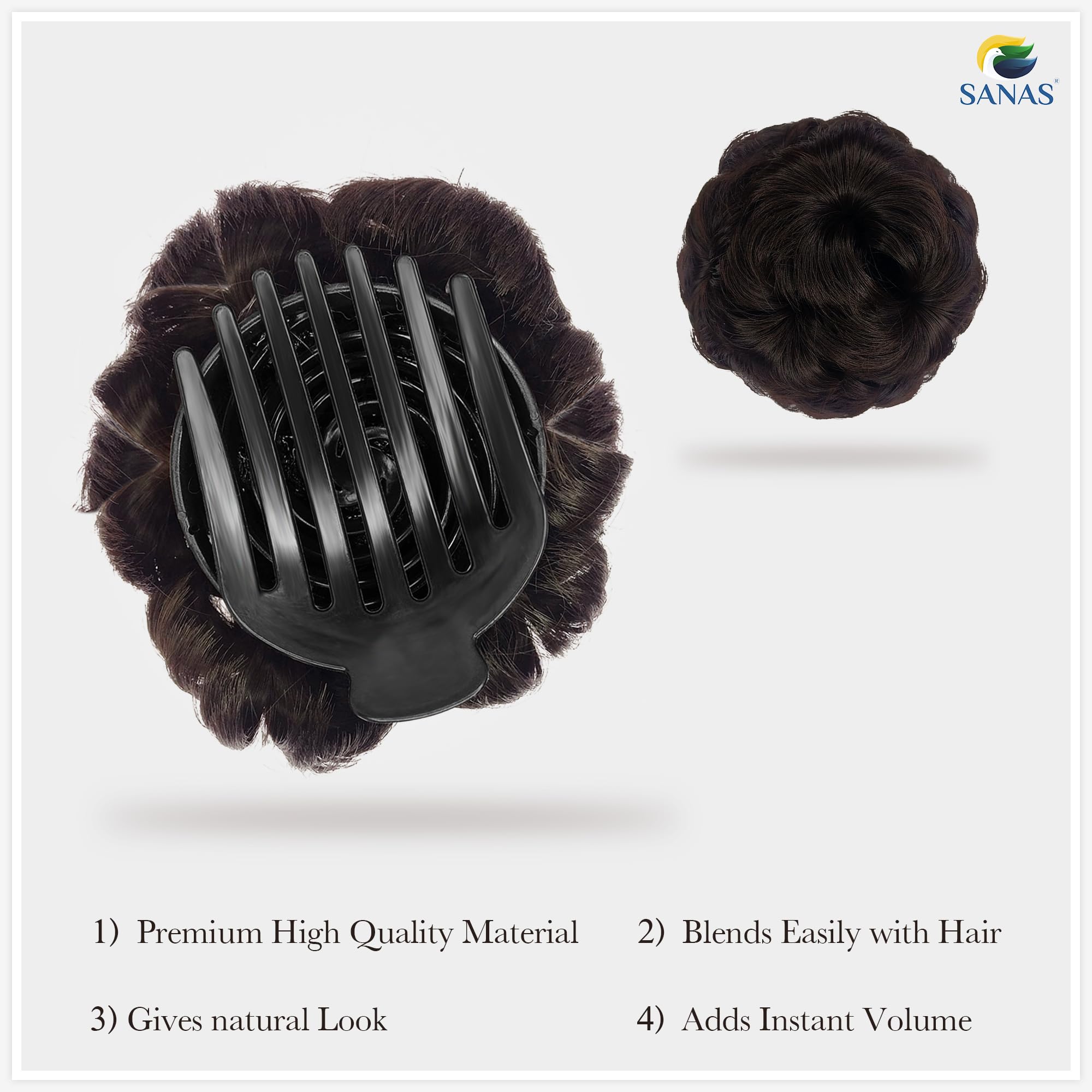 1PC Brown Hair Bun Extension for Women - Messy Bun Maker, Juda Accessories, Scrunchies & Hair Styling Tools - Perfect for Updos, Ponytails & Everyday Hairstyles
