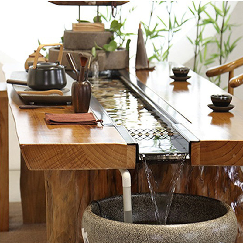 Premium Chinese Pine Wood Tea Table Set with Running Water & Fish Pond - Zen Garden Decor for Home, Office, or Outdoor Relaxation