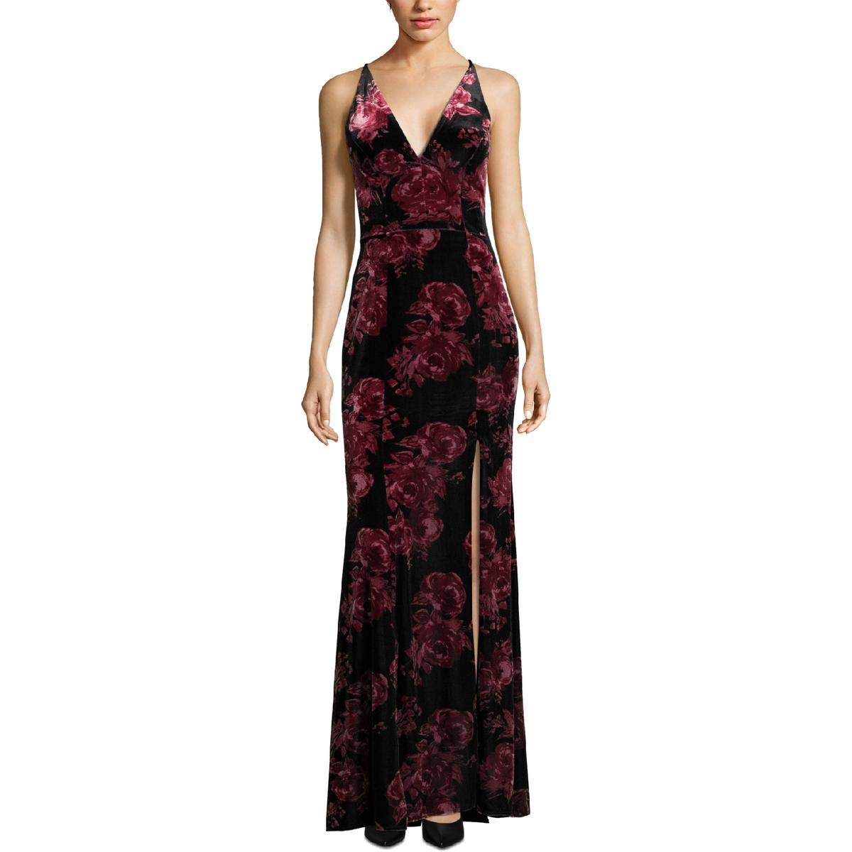 Xscape Women's Velvet Floral Formal Dress - Elegant Evening Gown for Prom, Wedding & Special Occasions