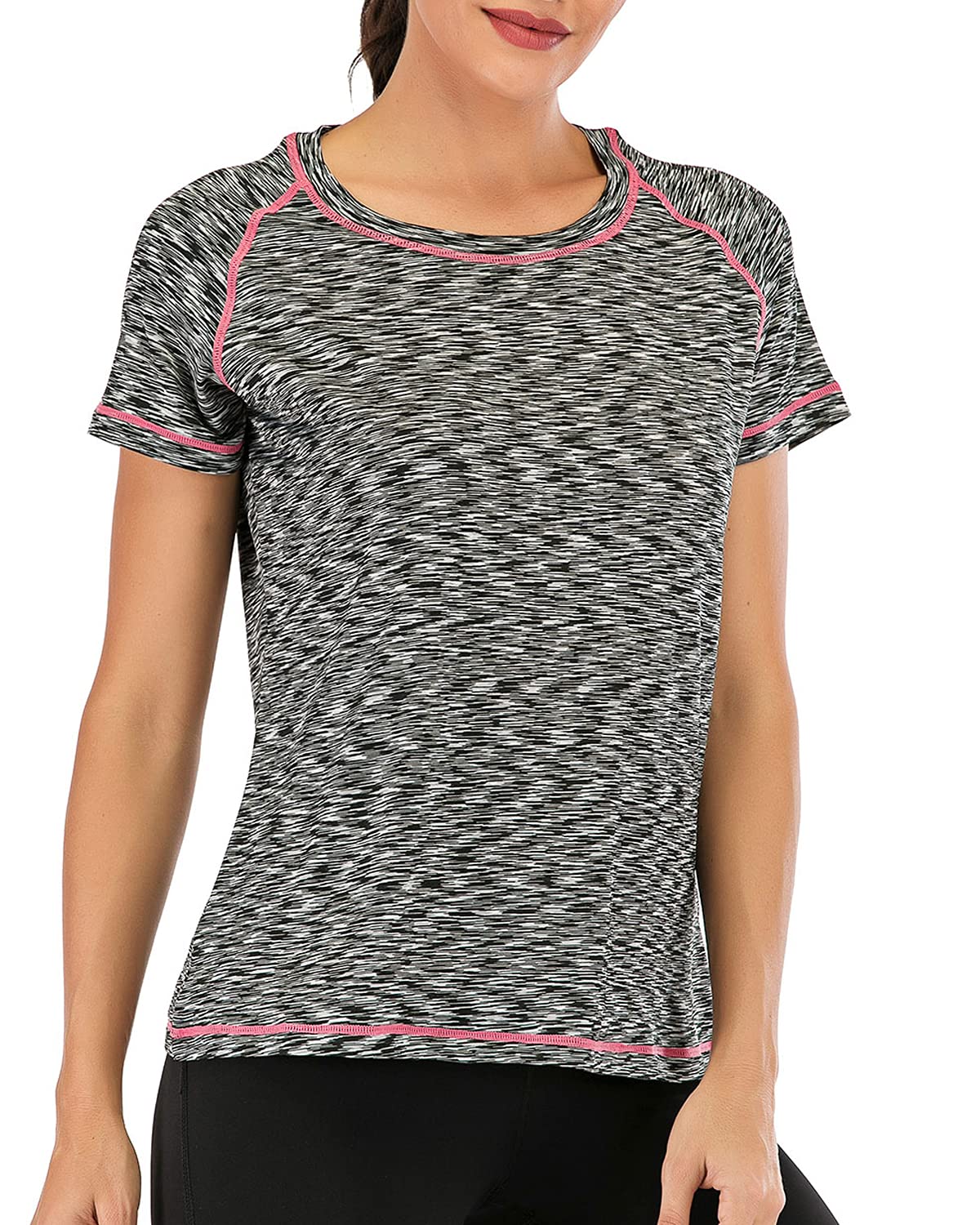 Quick Dry Women's Short Sleeve Athletic T-Shirts - Moisture Wicking Workout Shirts for Running, Yoga & Gym - Lightweight Breathable Performance Top for Active Lifestyle