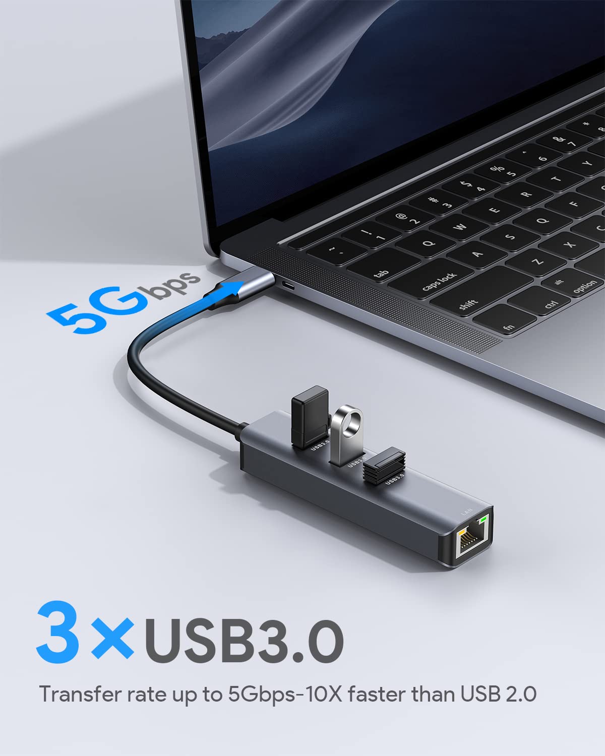 Vilcome USB C to Ethernet Adapter - Gigabit RJ45 to USB-C LAN Network Dongle for MacBook Pro/Air, Dell XPS, iPad Pro & More - Fast Wired Internet Connection for Work, Gaming & Streaming (Grey)