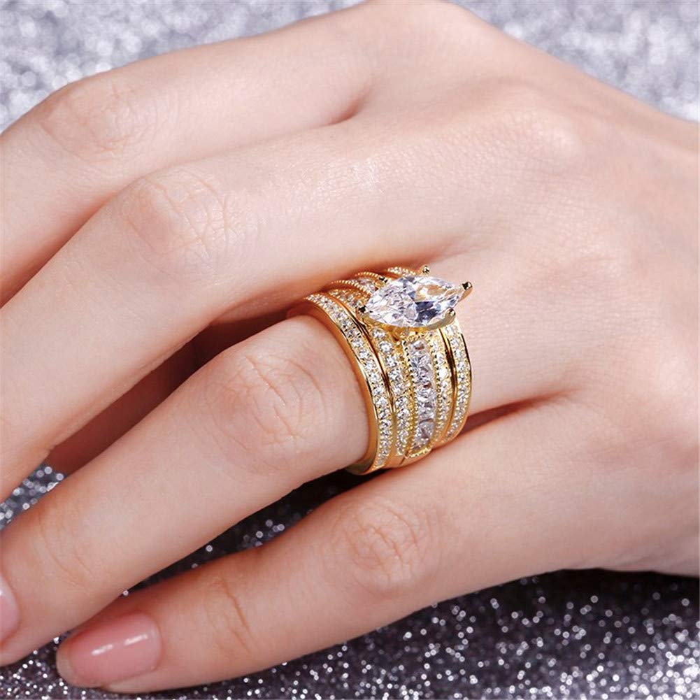 2 Carat Marquise Cut Cubic Zirconia Wedding Ring Set for Women - Sterling Silver 3PC Bridal Set with Oval Solitaire Engagement & Anniversary Promise Rings (Includes Jewelry Box) - Perfect for Proposals, Weddings, Anniversaries & Special Occasions