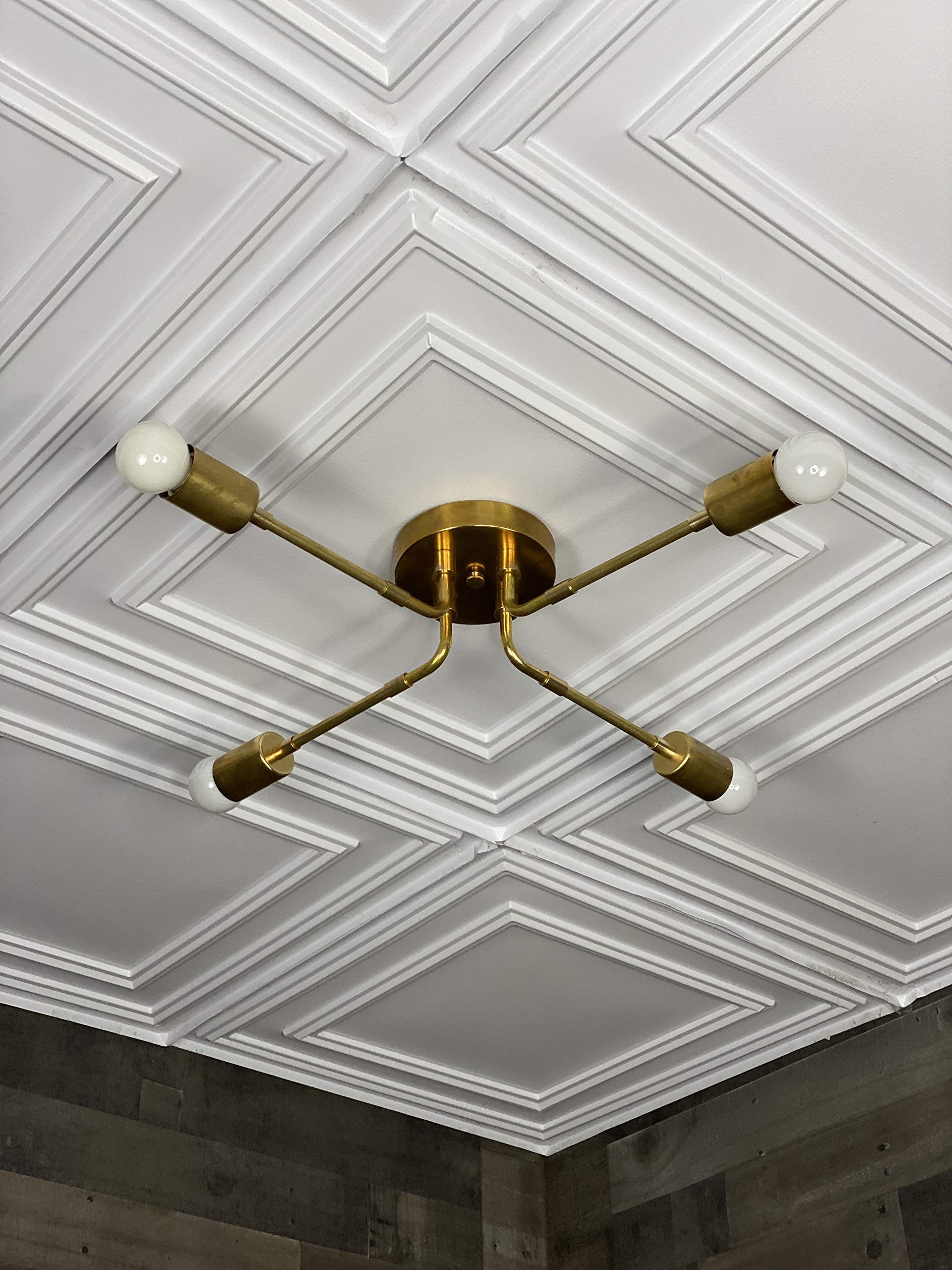 Marka Modern 4-Bulb Mid-Century Semi-Flush Mount Ceiling Light - Perfect for Dining Room, Bedroom & Living Room Lighting
