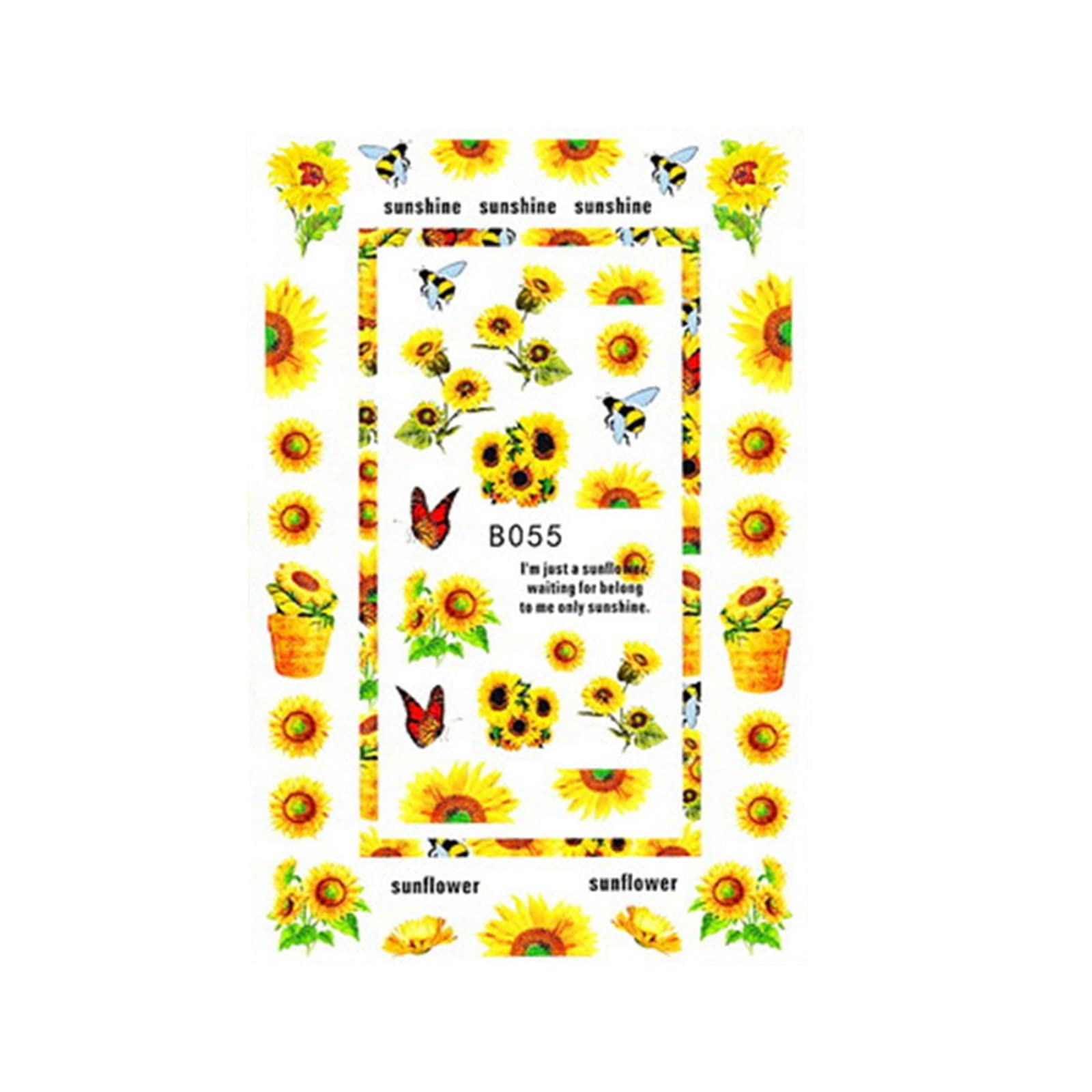 Sunflower Flower Stickers for Nails - Hyuna Style Daisy Design Nail Tattoo Decals, DIY Nail Art Decorations (Perfect for Summer Nails, Festival Makeup & Korean Style Manicures)