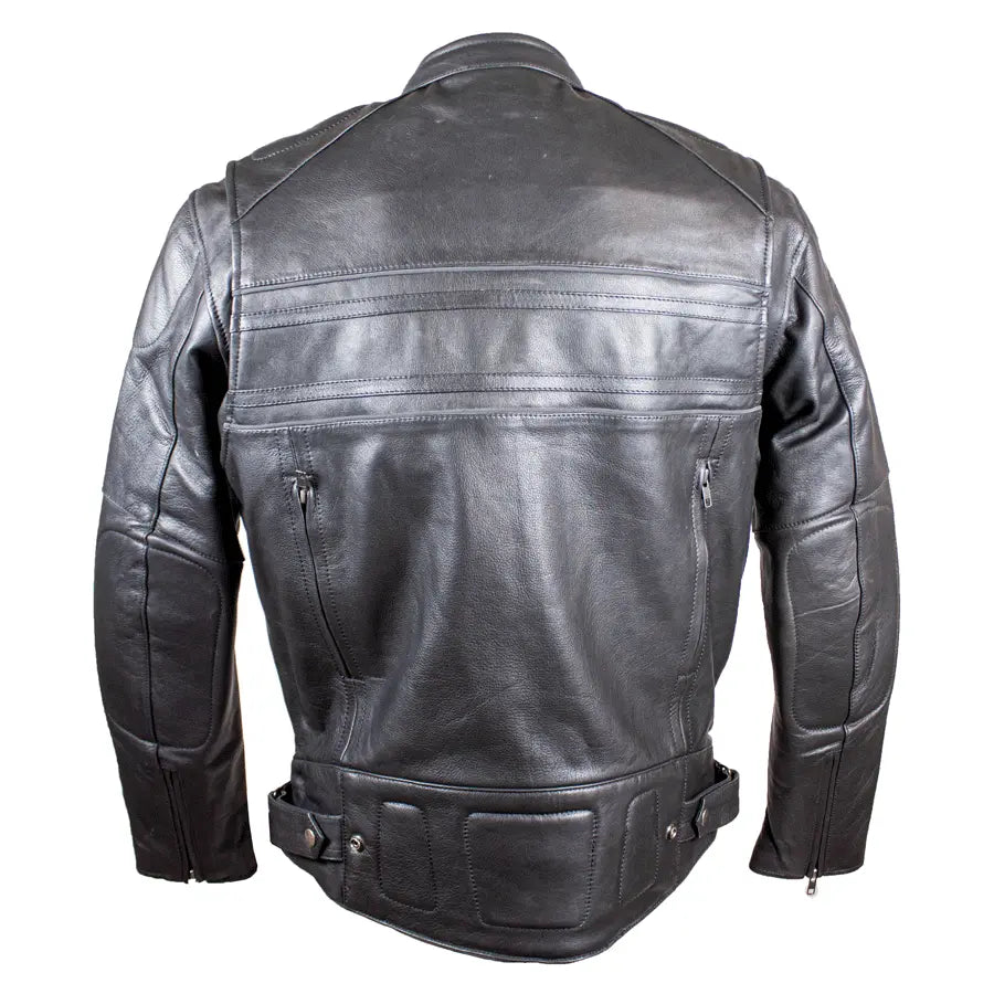 Open Road Men's Leather Armored Motorcycle Jacket - Durable Biker Gear for Safety & Style - Perfect for Cruising, Commuting & Long-Distance Rides