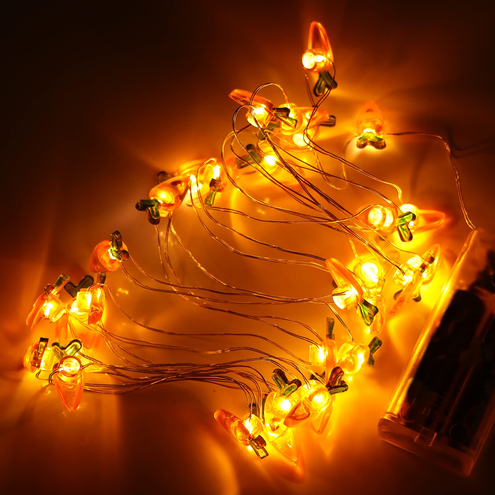 Lurrose Christmas Lights - Twinkle Fairy String Lights for Bedroom, Home, Wedding & Party Decor | Warm White LED Carrot-Shaped Novelty Lights for Christmas Tree, Garden, Patio & Indoor Decorations