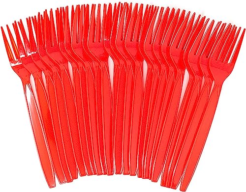 Red Plastic Forks (48 Pieces)
