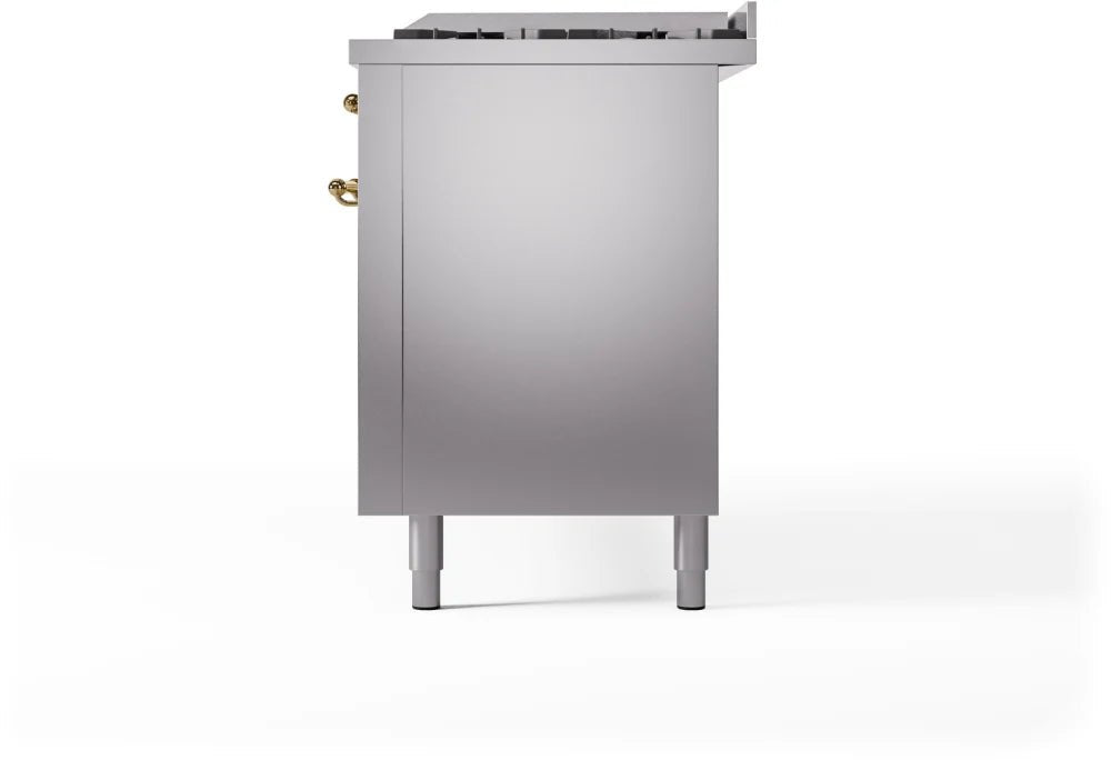 ILVE Nostalgie II 60-Inch Dual Fuel Natural Gas Range with Brass Trim - Stainless Steel Professional Stove for Gourmet Cooking | Perfect for Home Chefs & Luxury Kitchens
