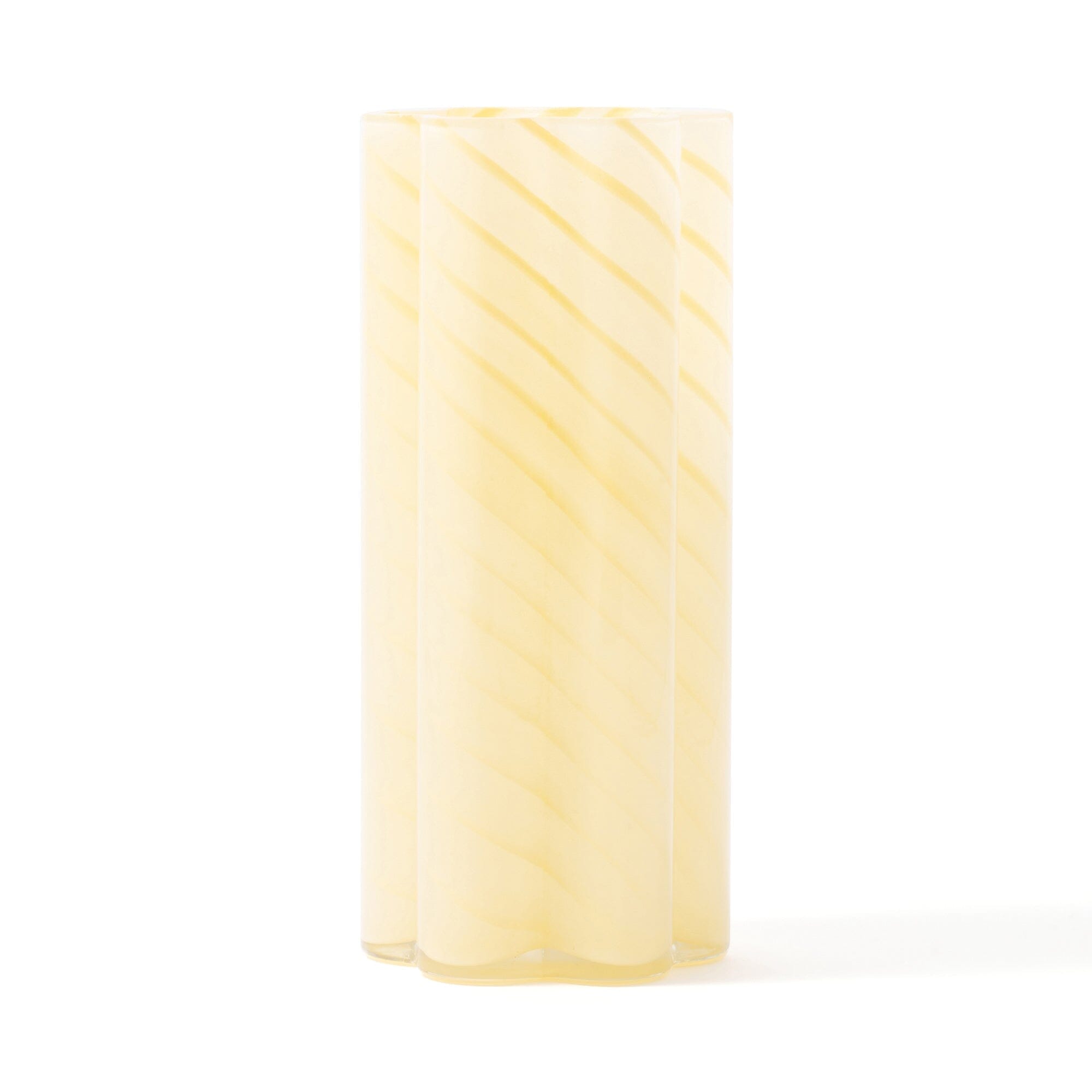 Light Yellow Floral Stripe Vase - Elegant Home Decor for Living Room, Dining Table & Wedding Centerpieces