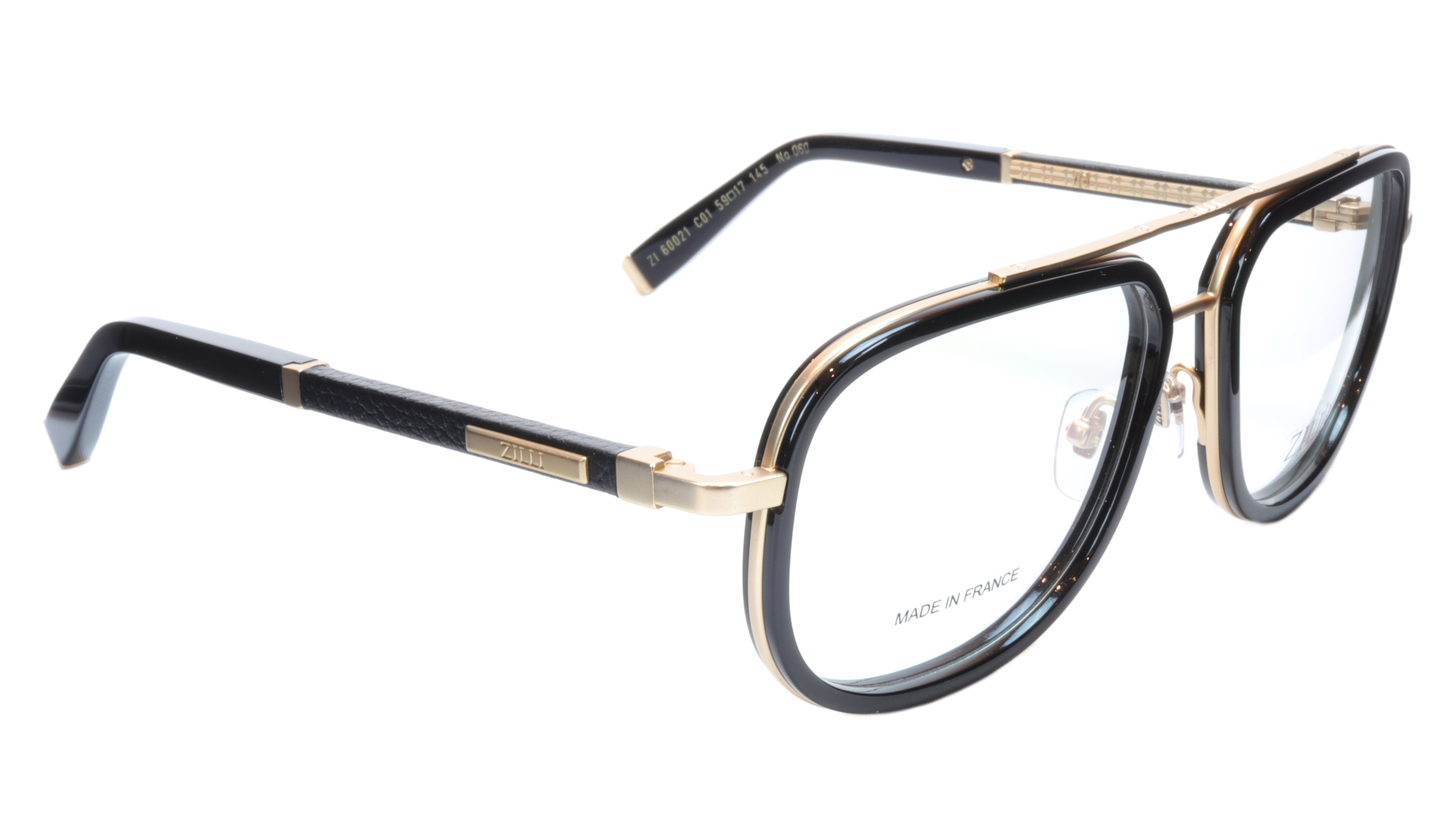 Premium ZILLI Eyeglasses Frame - Titanium Acetate Black Gold - Made in France (Model ZI 60021 C01) - Perfect for Business, Reading & Fashion Accessories