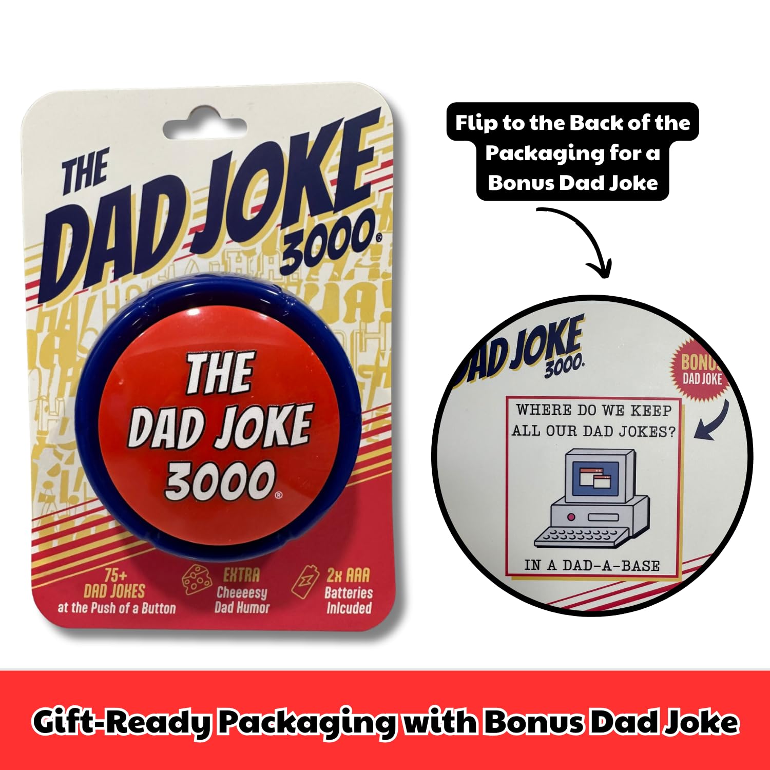 Funny Dad Jokes Button - 75+ Hilarious Jokes with One Push - Perfect Gift for Dad, Father's Day, Birthday & White Elephant Gifts - Great for Parties, Office Gags & Family Gatherings