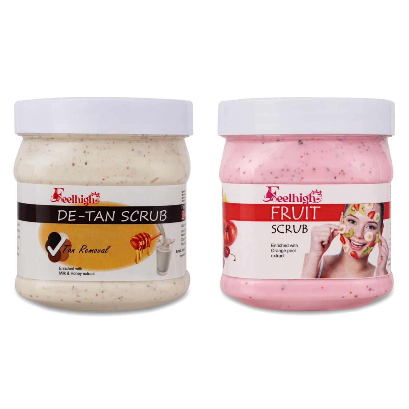 Face & Body Tan Removal Scrub with Milk & Honey Extract 500ml + Strawberry Fruit Scrub for Smooth Skin 500ml - Exfoliating Skincare Combo for Men & Women | Perfect for Daily Use & Spa Treatments