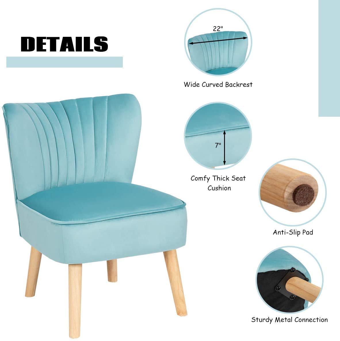 Velvet Accent Chair Set with Footrest - Modern Tufted Upholstered Club Chair for Living Room, Bedroom & Reading Nook - Soft Velvet Fabric & Ergonomic Design - Perfect for Relaxing, Reading & Lounging (Turquoise)