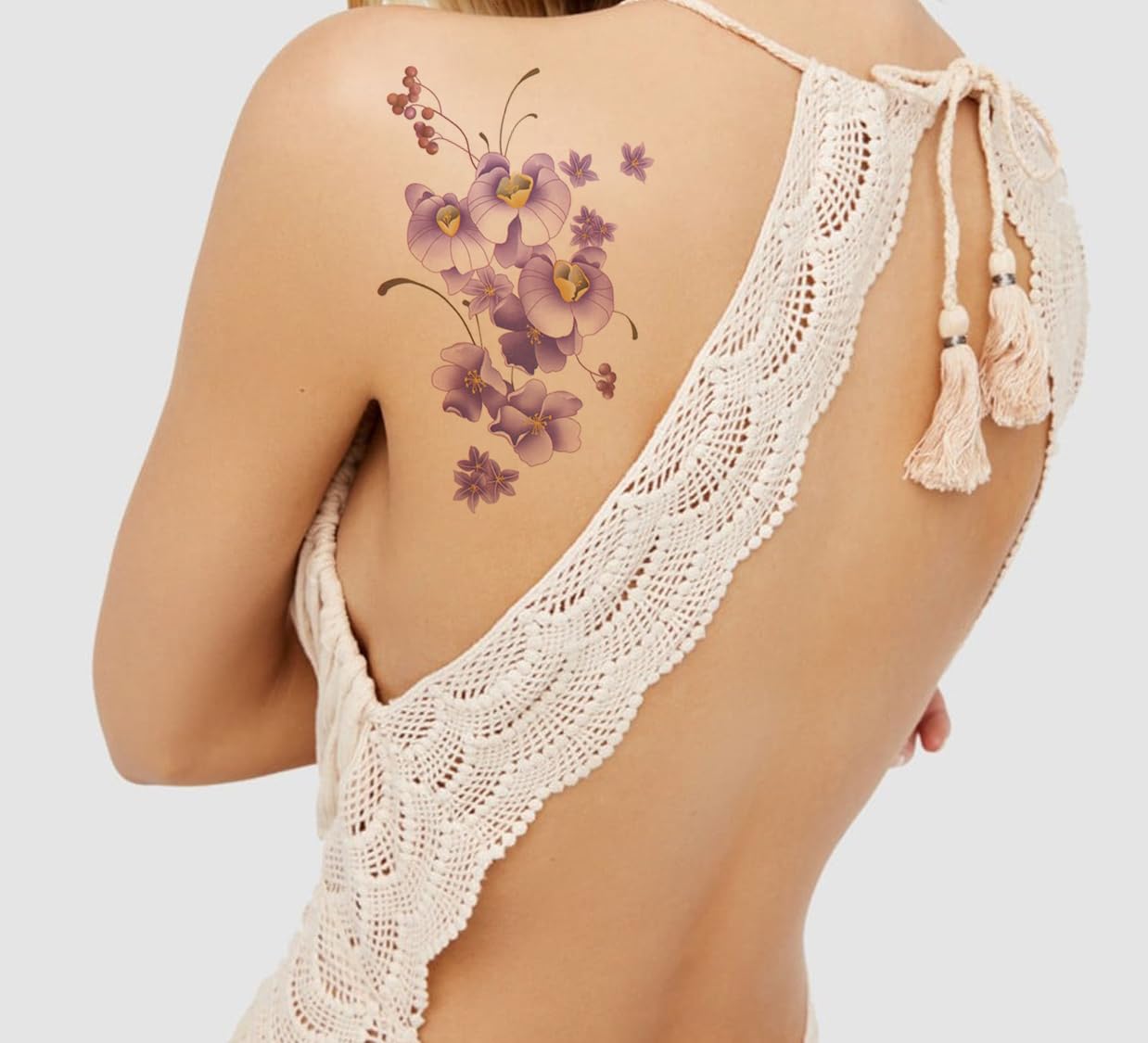Waterproof Temporary Tattoo Stickers for Men & Women - 3D Realistic Flowers, Butterflies, Stars, Wolves & Armband Designs (19x9cm) | Perfect for Parties, Halloween, Cosplay & Body Art | TL-172
