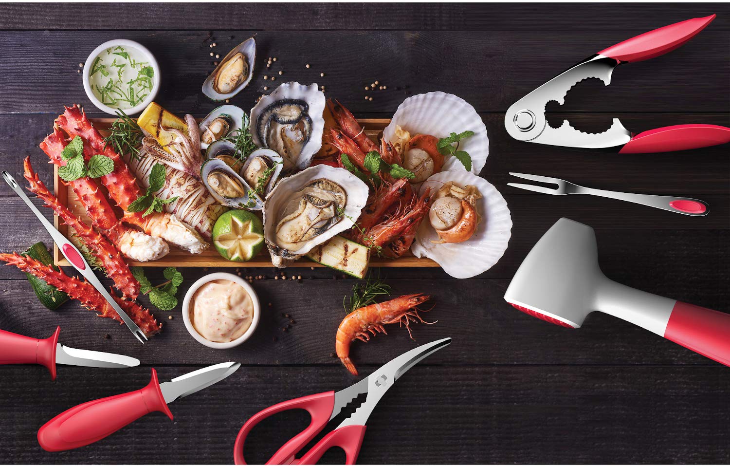 Premium Dual-Head Seafood Hammer for Lobster & Crab Cracking - Heavy Duty Stainless Steel Claw & Mallet Set - Perfect for Seafood Lovers, Restaurants & Outdoor Cooking