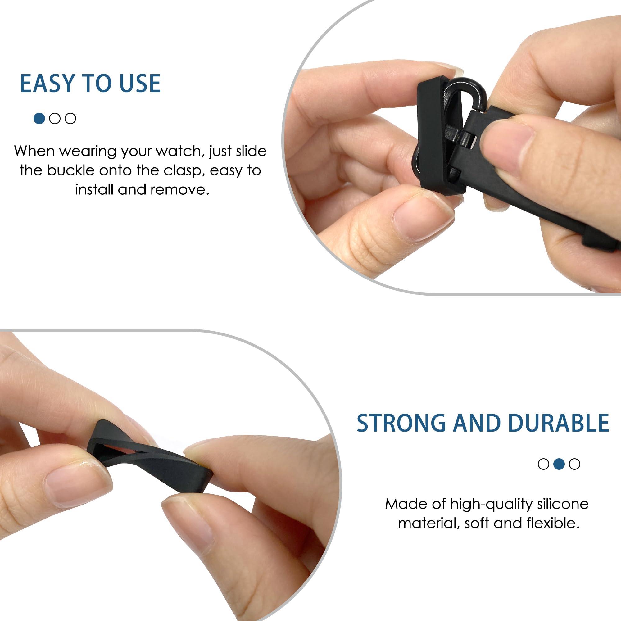 Black 24mm Watch Strap Loop 4-Pack - Replacement Band Keeper for Secure Fit