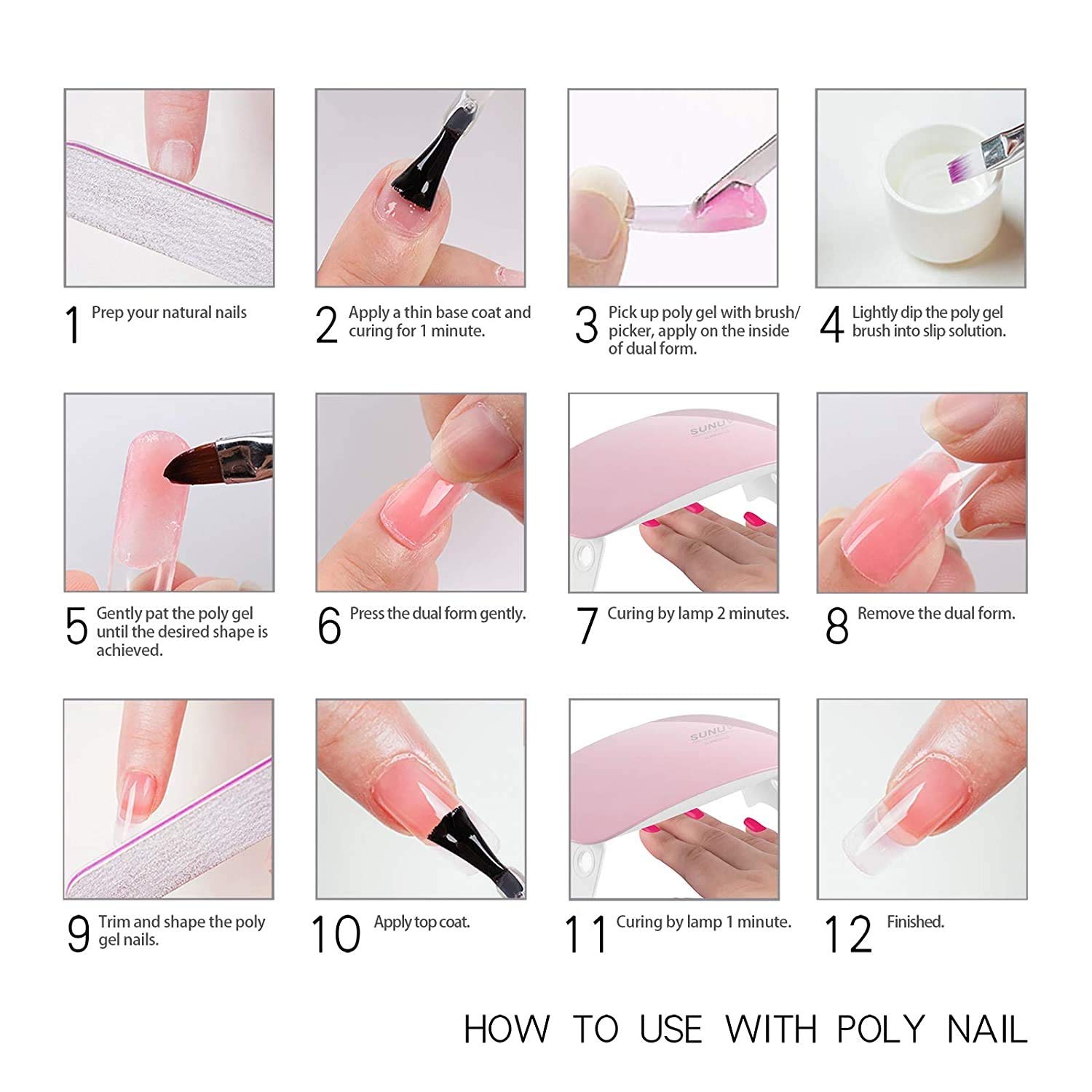 6 Colors 30ml Poly UV Gel Nail Extension Kit with LED Nail Lamp - Quick Building Nail Enhancement Set for Professional & DIY Nail Art - Perfect for Salon, Home Use & Special Occasions