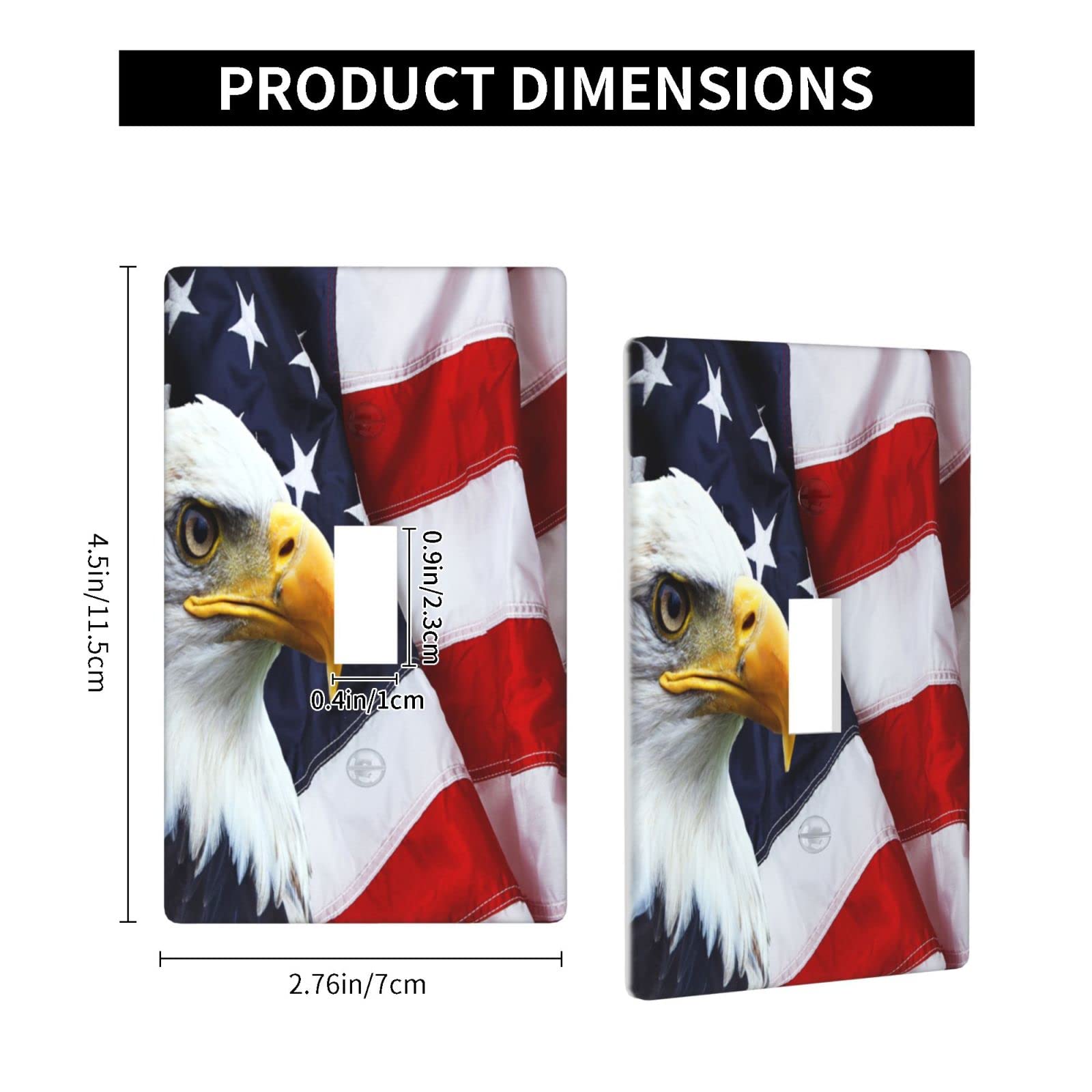 American Flag Light Switch Plate Cover - Single Toggle Outlet Cover with Patriotic Independence Day Design - Perfect for Bedroom, Living Room & Store Decor