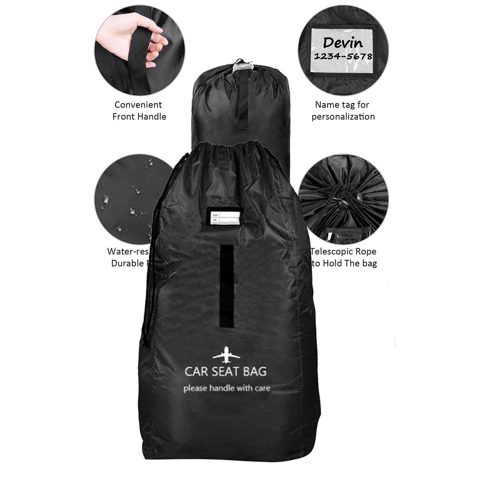 Amagogo Infant Gate Check Bag - Durable Black Car Seat Cover for Air Travel & Baby Safety - Perfect for Airlines, Strollers & Child Carriers