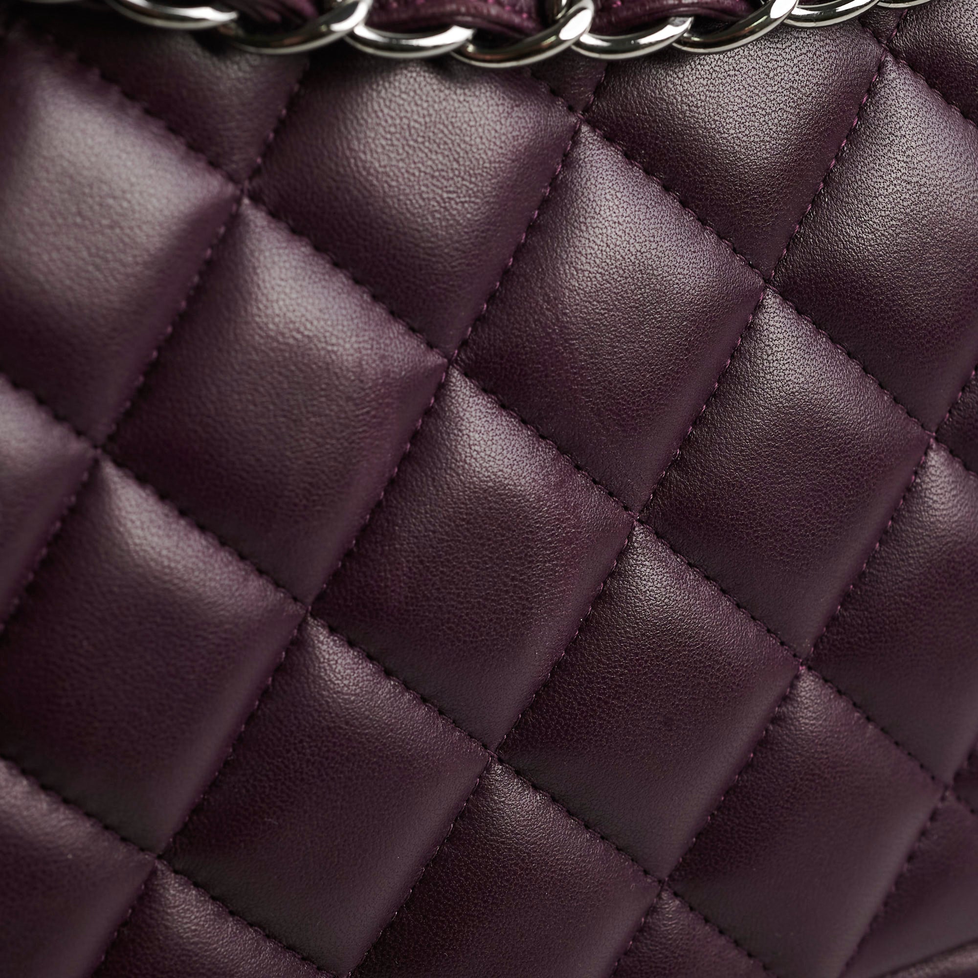 Authentic Chanel Maxi Lambskin Jumbo Flap Bag in Dark Purple - Luxury Designer Handbag for Women, Perfect for Evening Events & Special Occasions