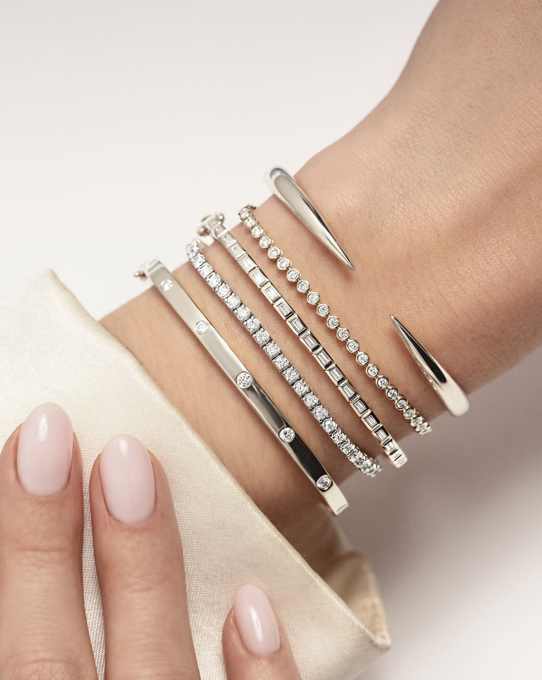 Elegant Baguette Bezel Bangle Bracelet for Women - Dainty Gold & Silver Stackable Bangle - Perfect for Daily Wear, Parties & Special Occasions