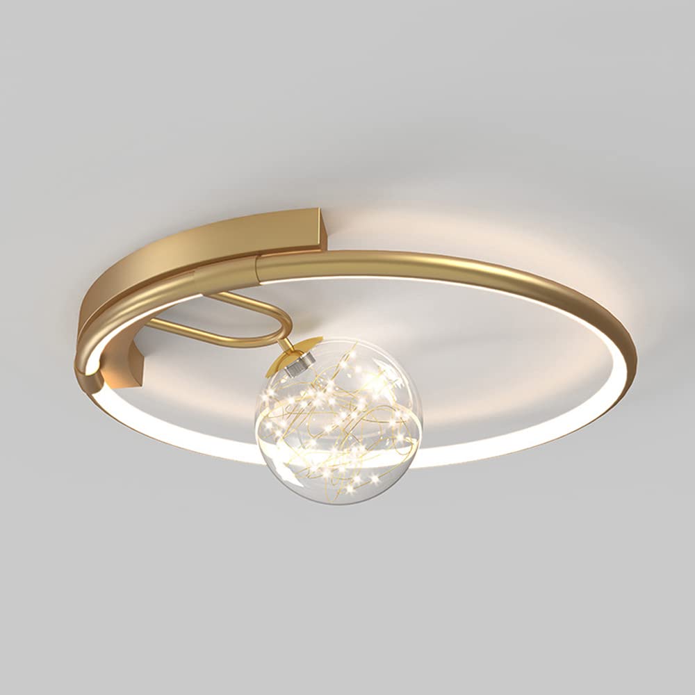 Simple Modern Skeleton Flush Mount LED Ceiling Light - Tri-Color Dimmable, Side Illuminated Round Fixture for Home, Restaurant & Hotel - Perfect for Living Room, Bedroom and Dining Area Lighting